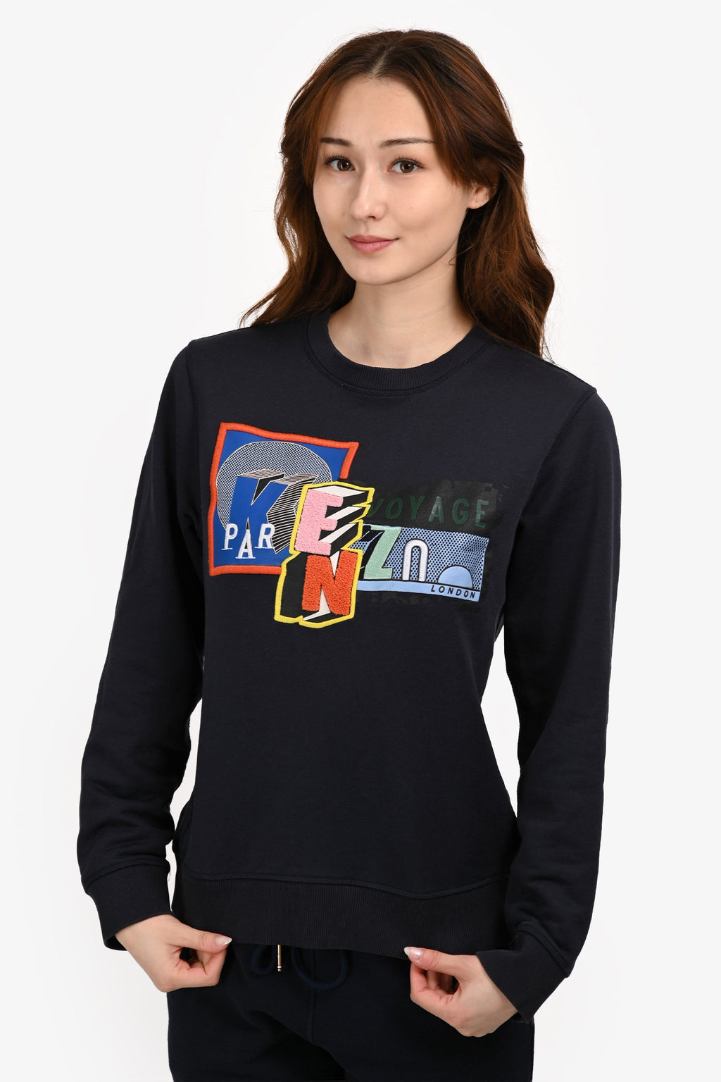 Kenzo Navy Embroidered Crewneck Sweater Size M