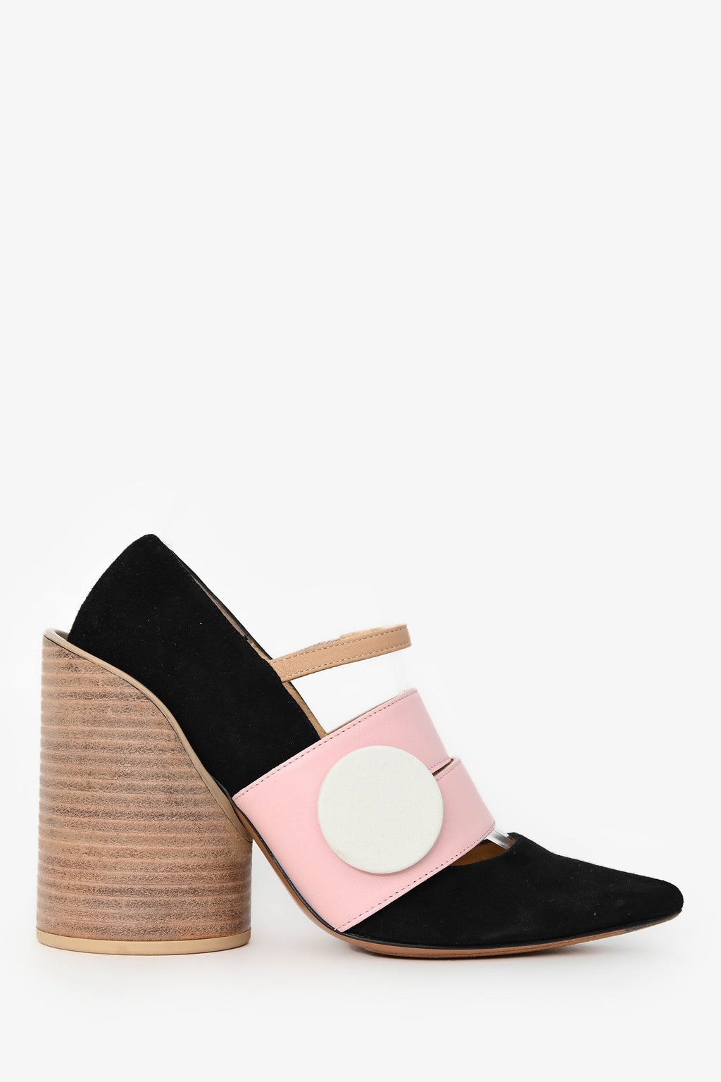 Jacquemus Black/Pink Suede Geometric Block Heels Size 37