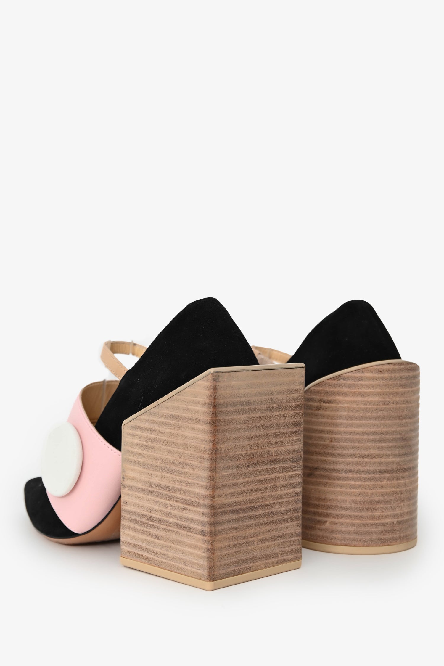 Jacquemus Black/Pink Suede Geometric Block Heels Size 37