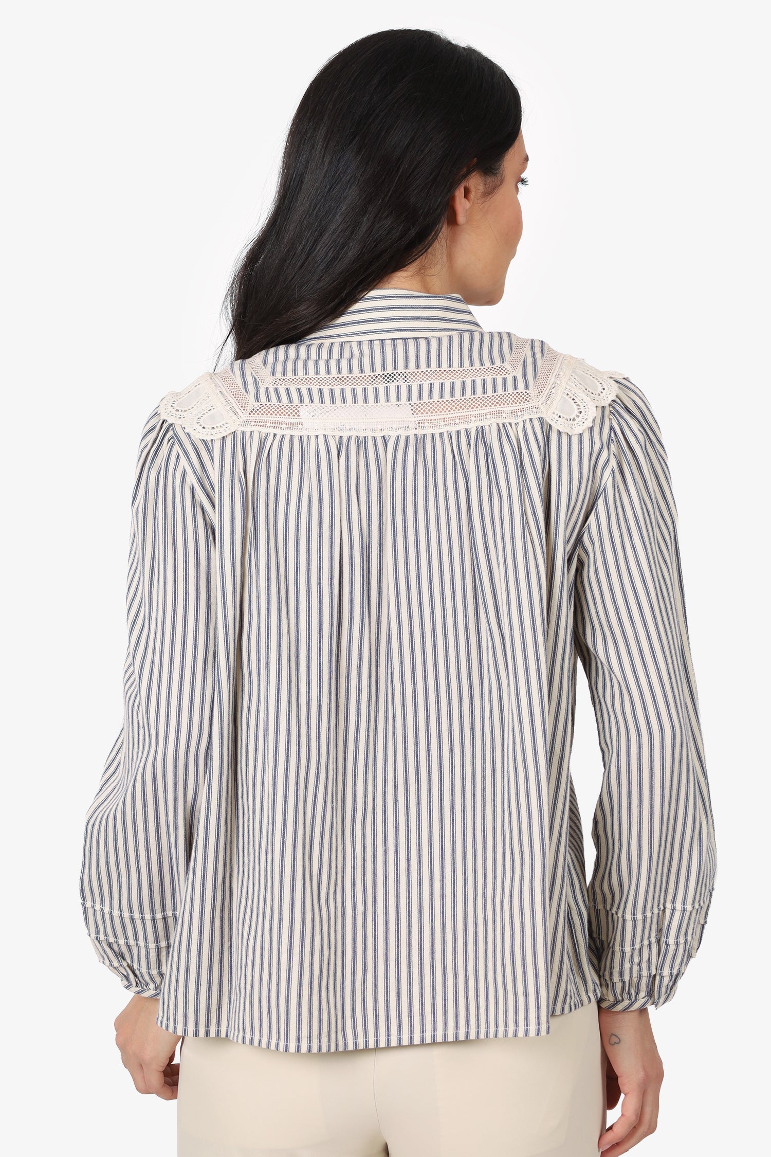 Ba&sh Cream/Blue Stripe Lady Top Size 1