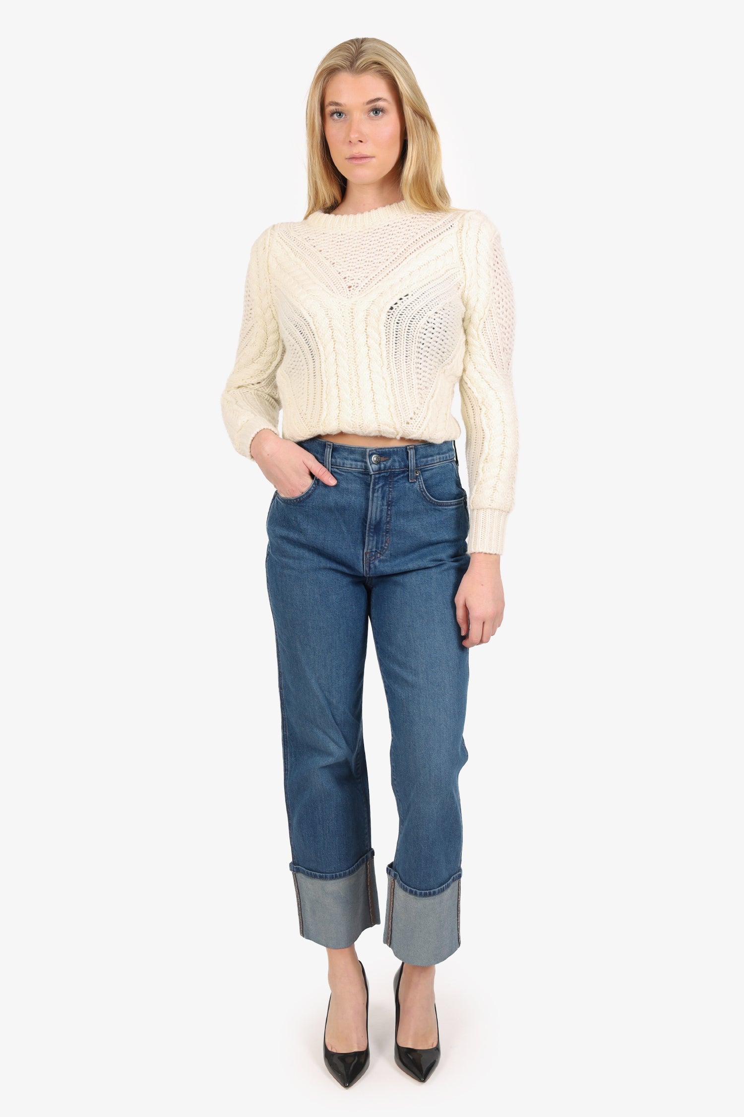 Veronica Beard Dark Blue Cuffed Hem Jeans Size 28