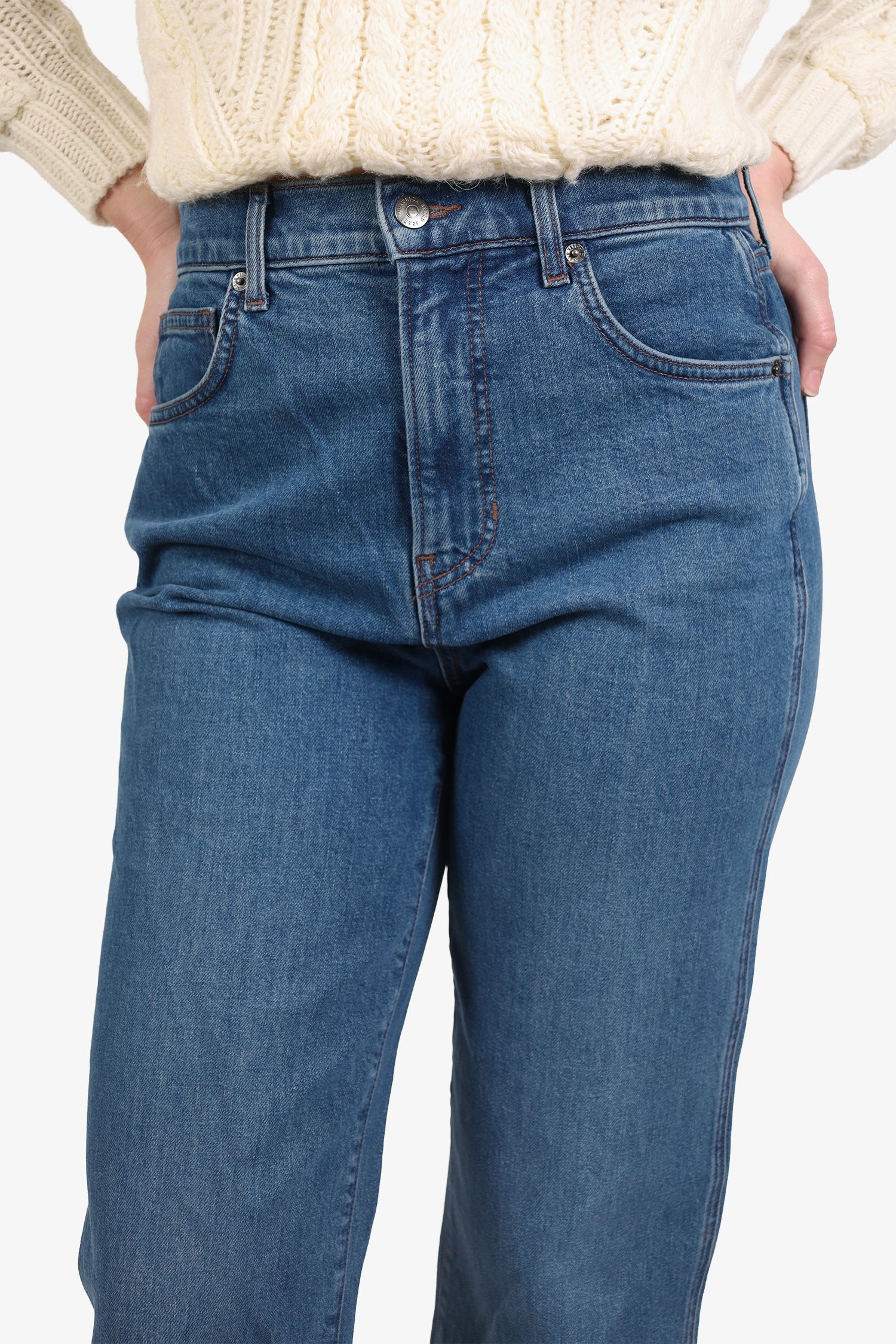 Veronica Beard Dark Blue Cuffed Hem Jeans Size 28