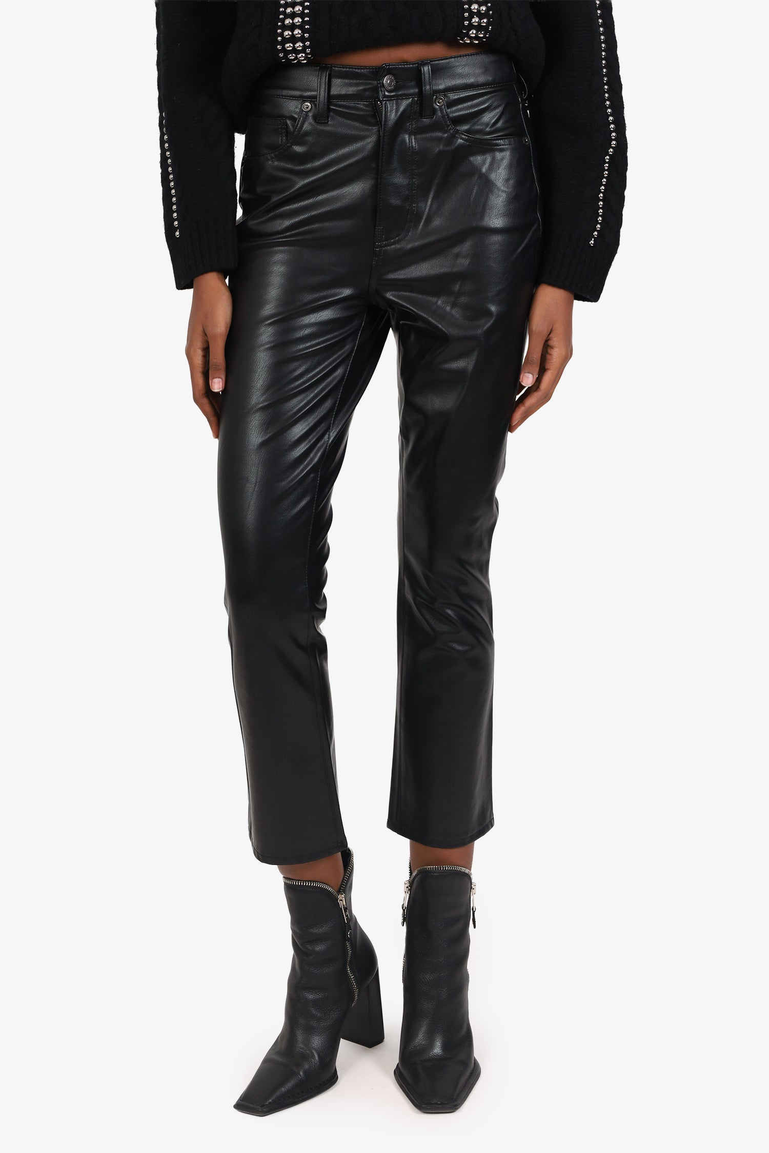 Veronica Beard Black Faux Leather High Waisted Pants Size 27