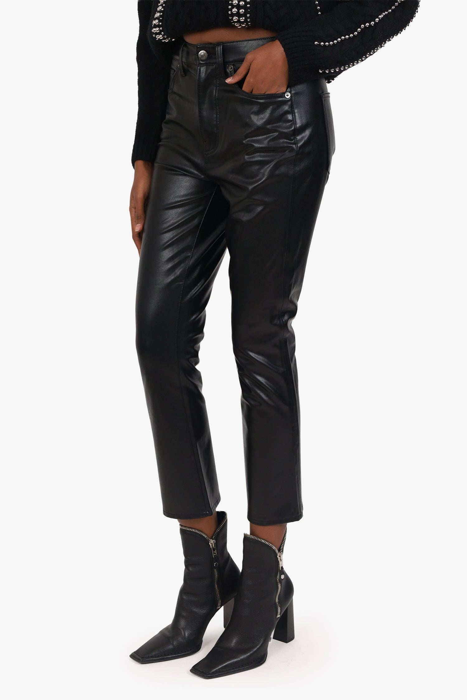 Veronica Beard Black Faux Leather High Waisted Pants Size 27