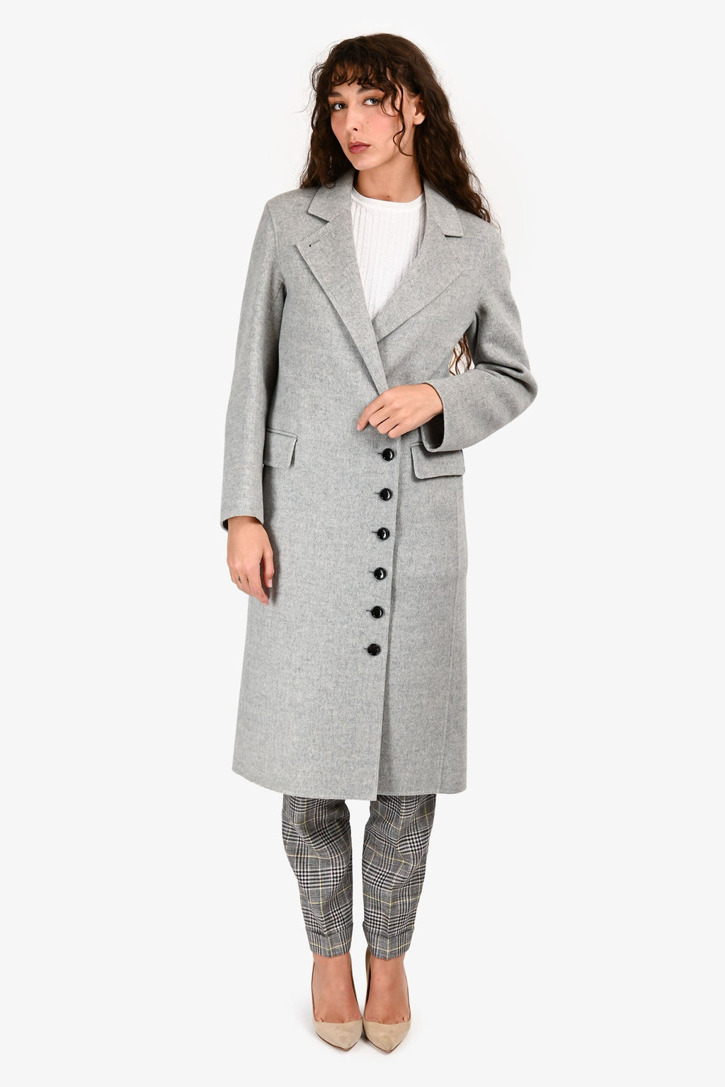 Joseph Grey Wool/Cashmere Midi Coat Size 32