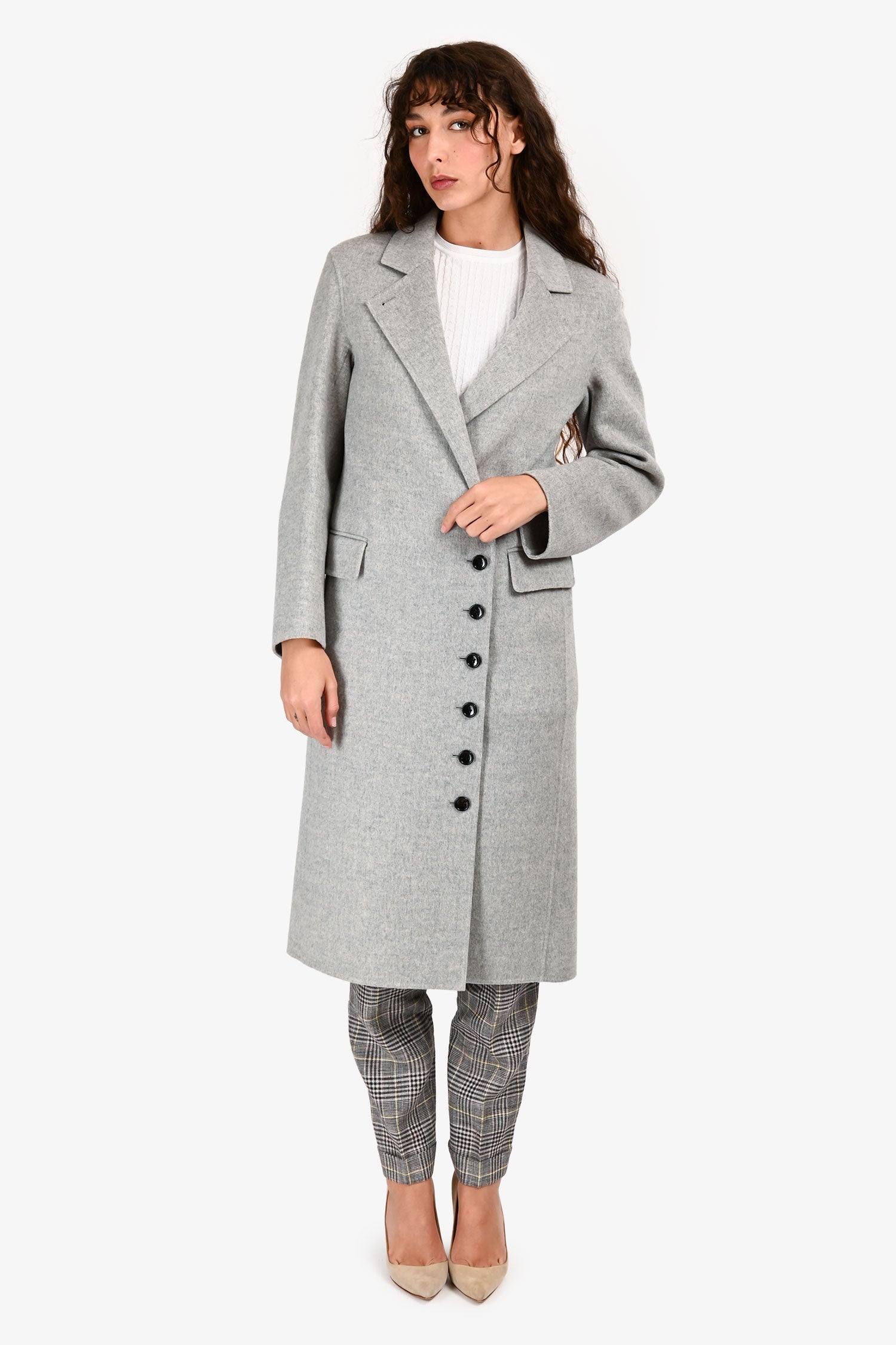 Joseph Grey Wool/Cashmere Midi Coat Size 32