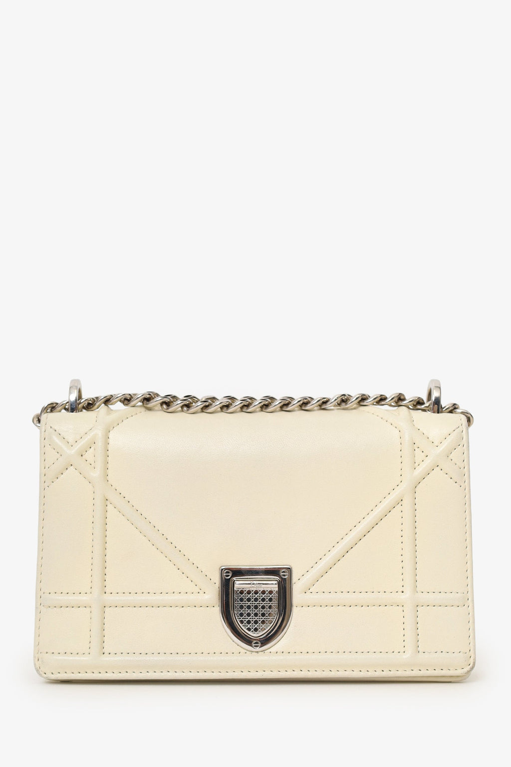 Christian Dior 2015 White Cannage Leather Mini Diorama Shoulder Bag