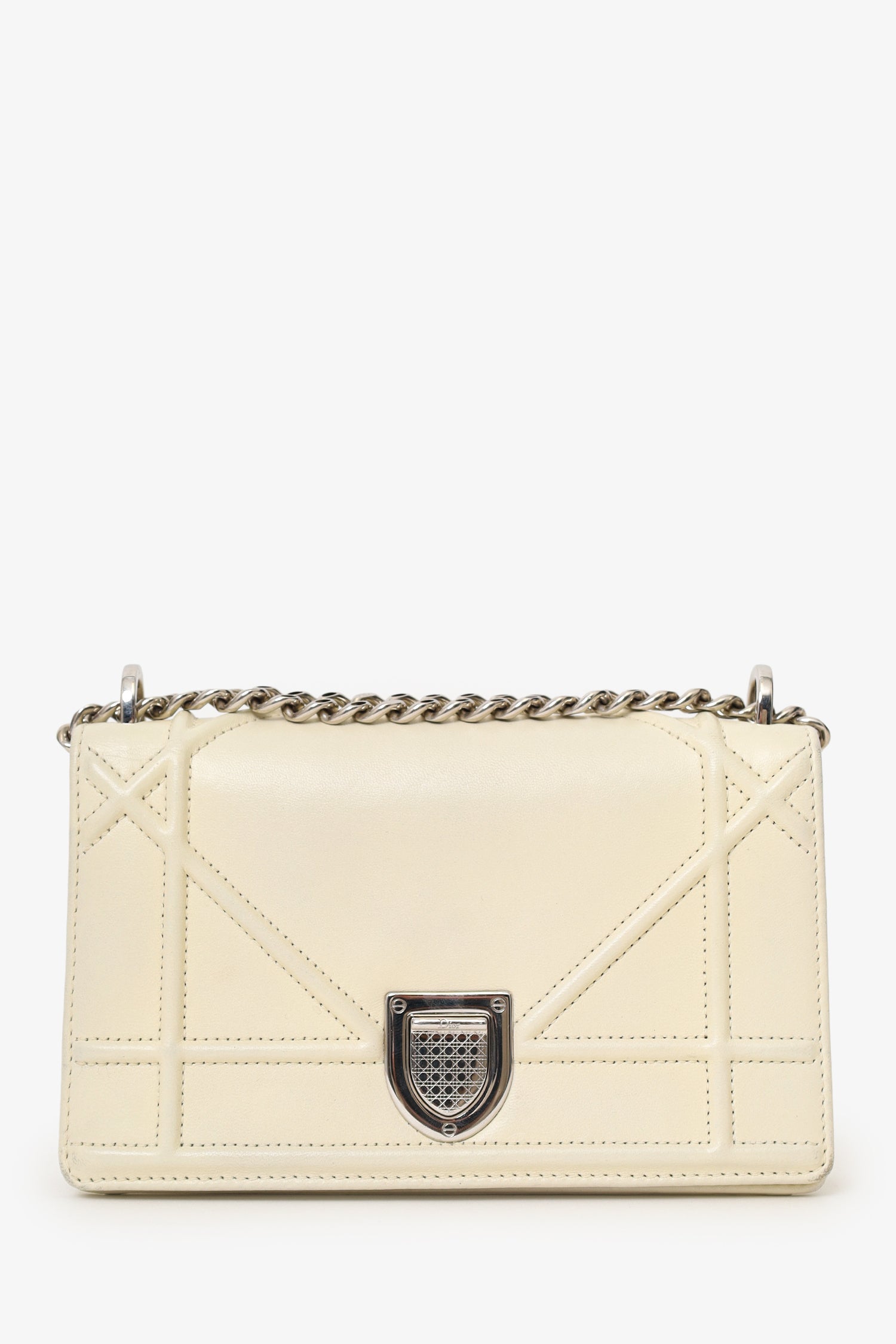 Christian Dior 2015 White Cannage Leather Mini Diorama Shoulder Bag