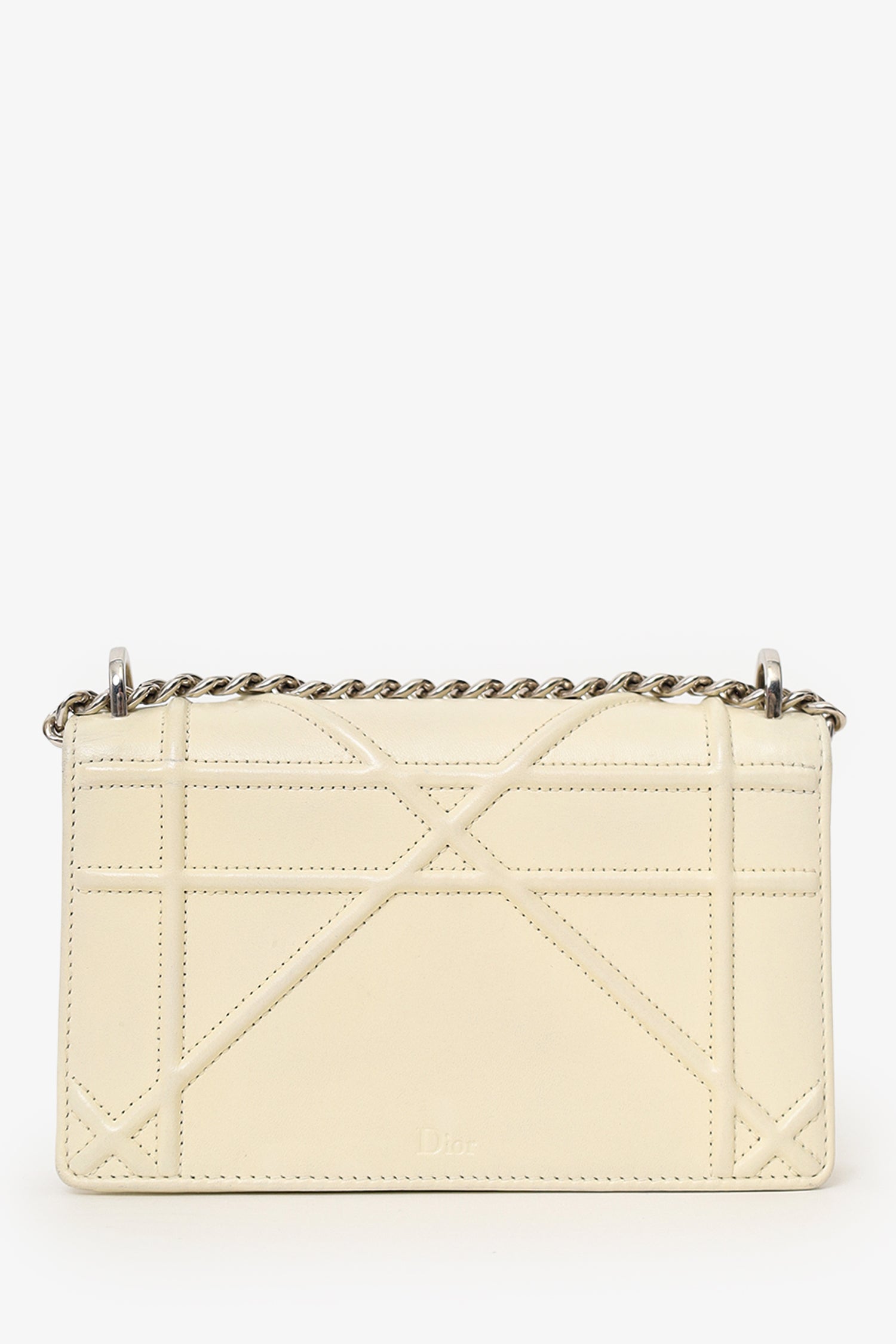 Christian Dior 2015 White Cannage Leather Mini Diorama Shoulder Bag