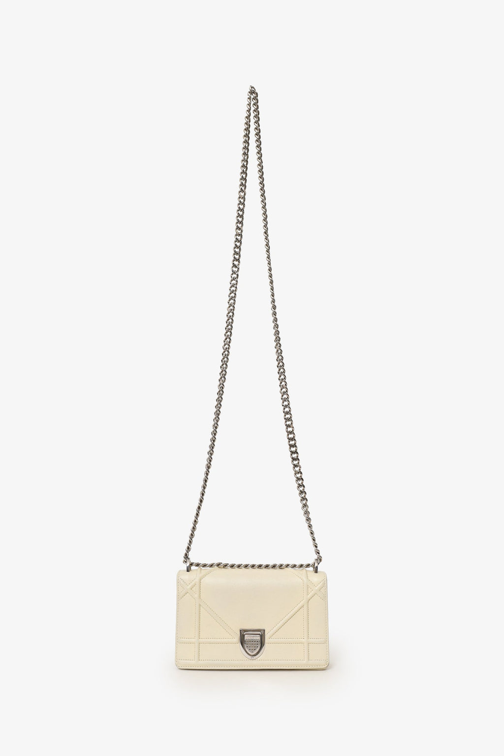 Christian Dior 2015 White Cannage Leather Mini Diorama Shoulder Bag