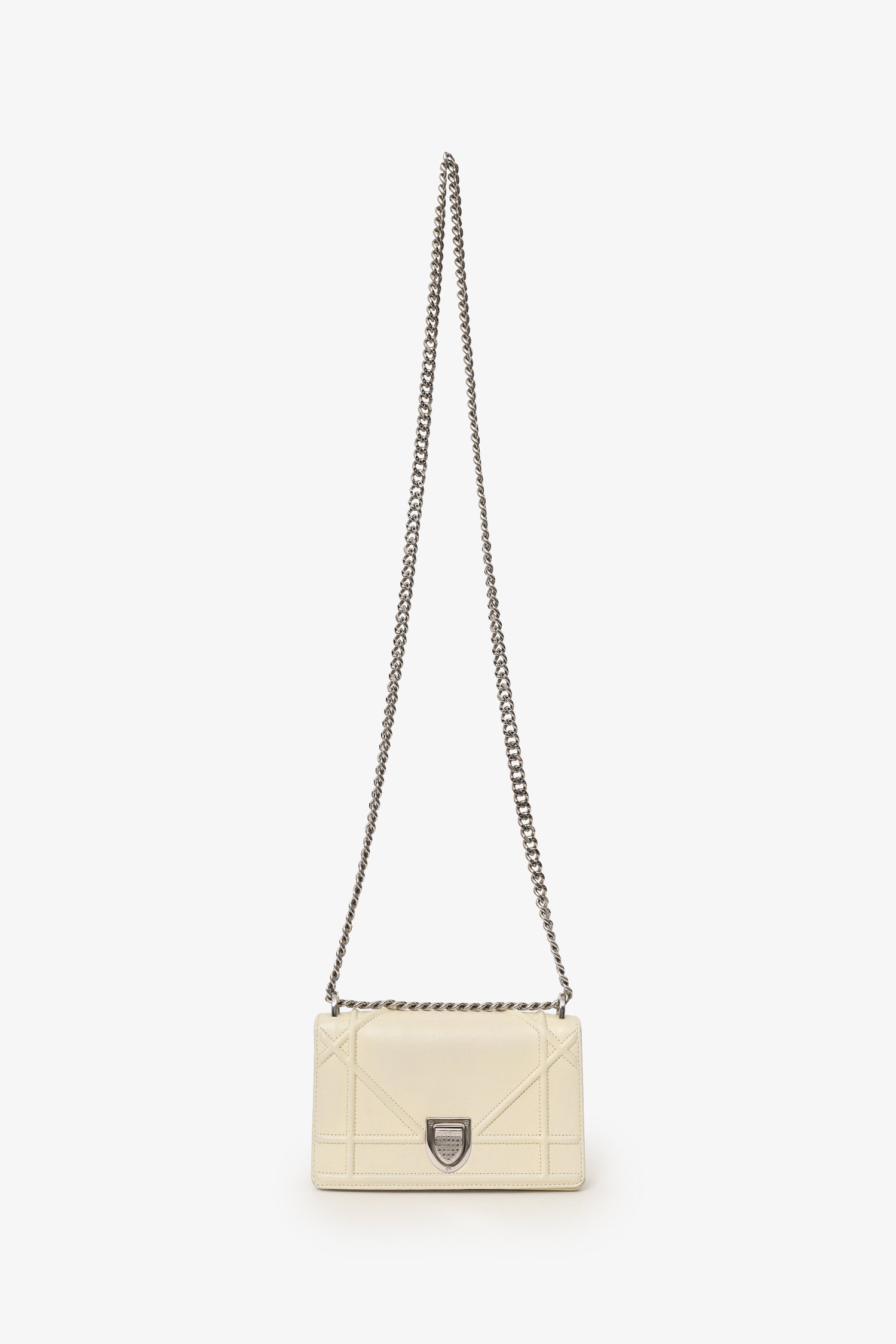 Christian Dior 2015 White Cannage Leather Mini Diorama Shoulder Bag