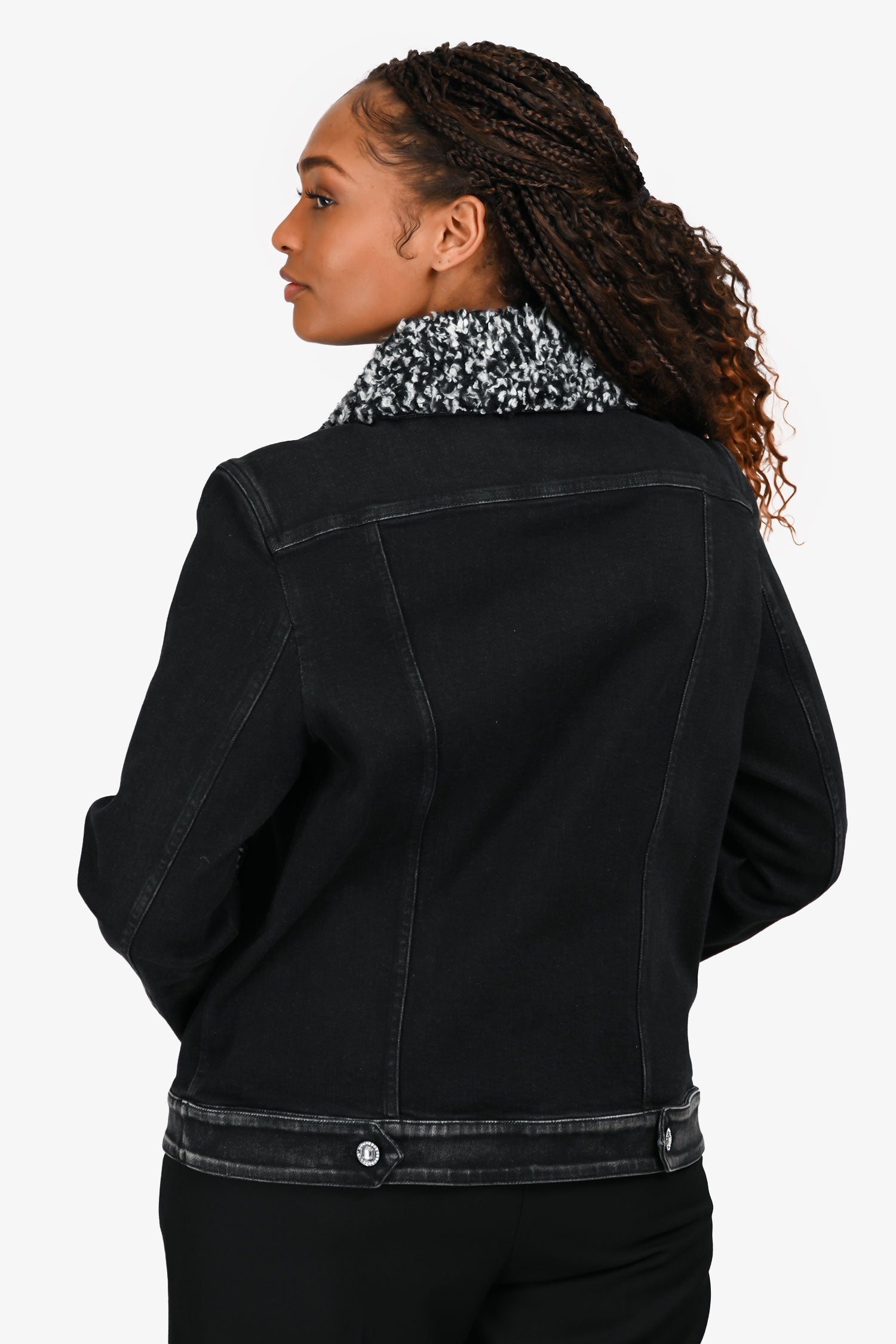 Pre-Loved Chanel™ Black Denim Boucle Detailed Jacket Size 44