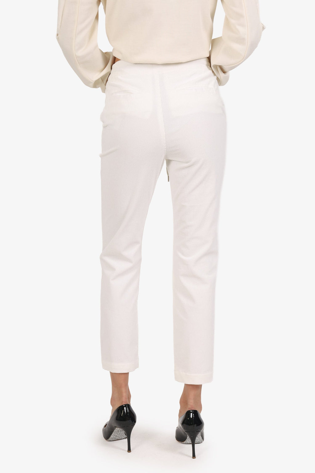 Eleventy White Corduroy Drawstring Pants Size 36