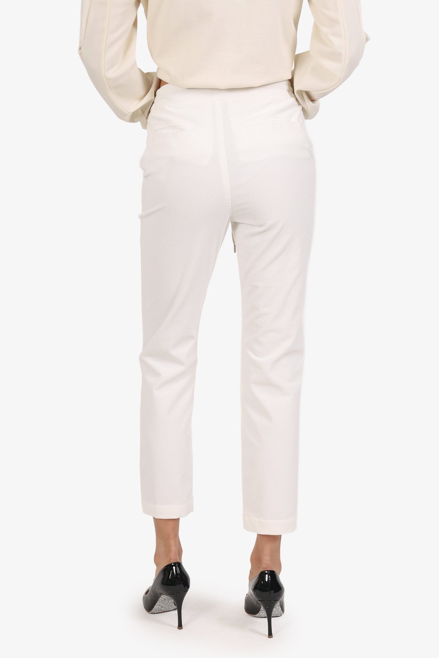 Eleventy White Corduroy Drawstring Pants Size 36