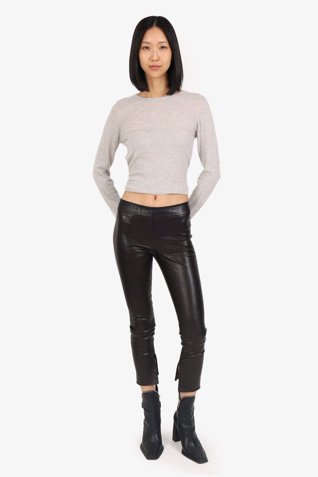 The Row Black Leather Skinny Pants Size XS