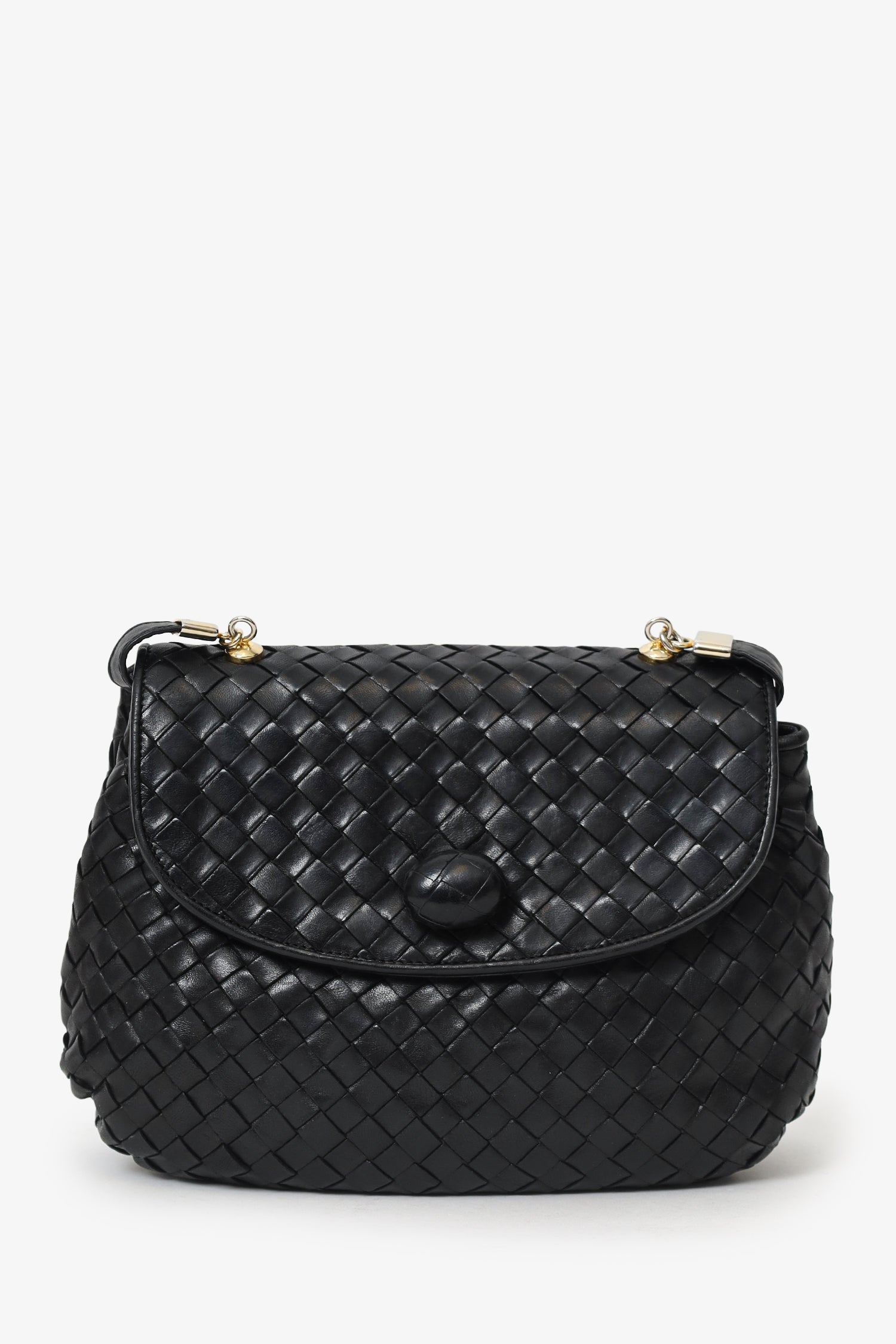 Bottega Venetta Black Intrecciato Crossbody Bag