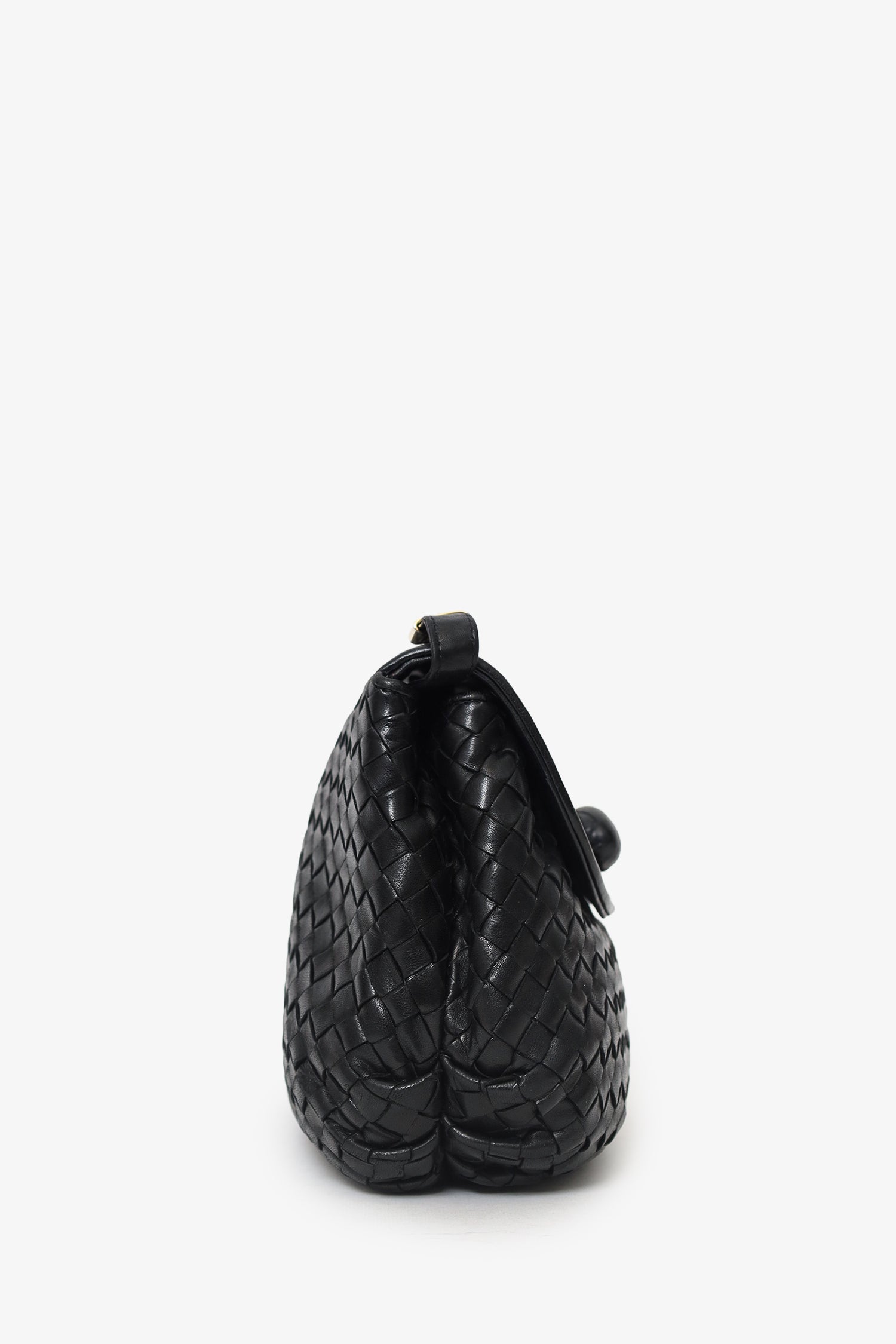Bottega Venetta Black Intrecciato Crossbody Bag