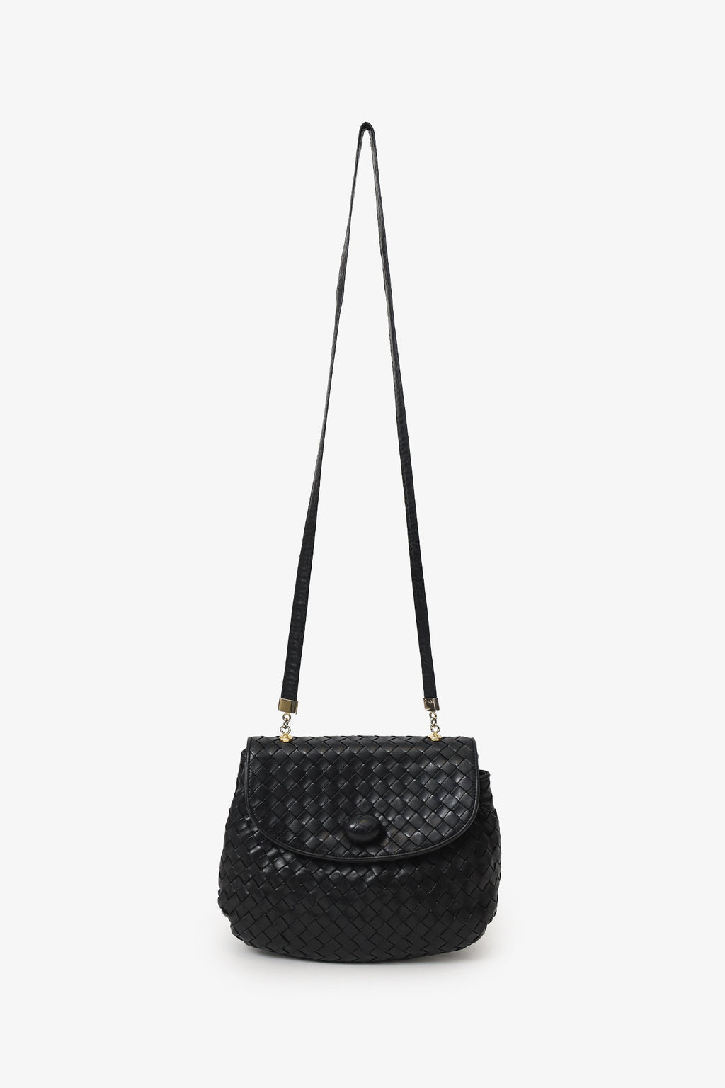 Bottega Venetta Black Intrecciato Crossbody Bag