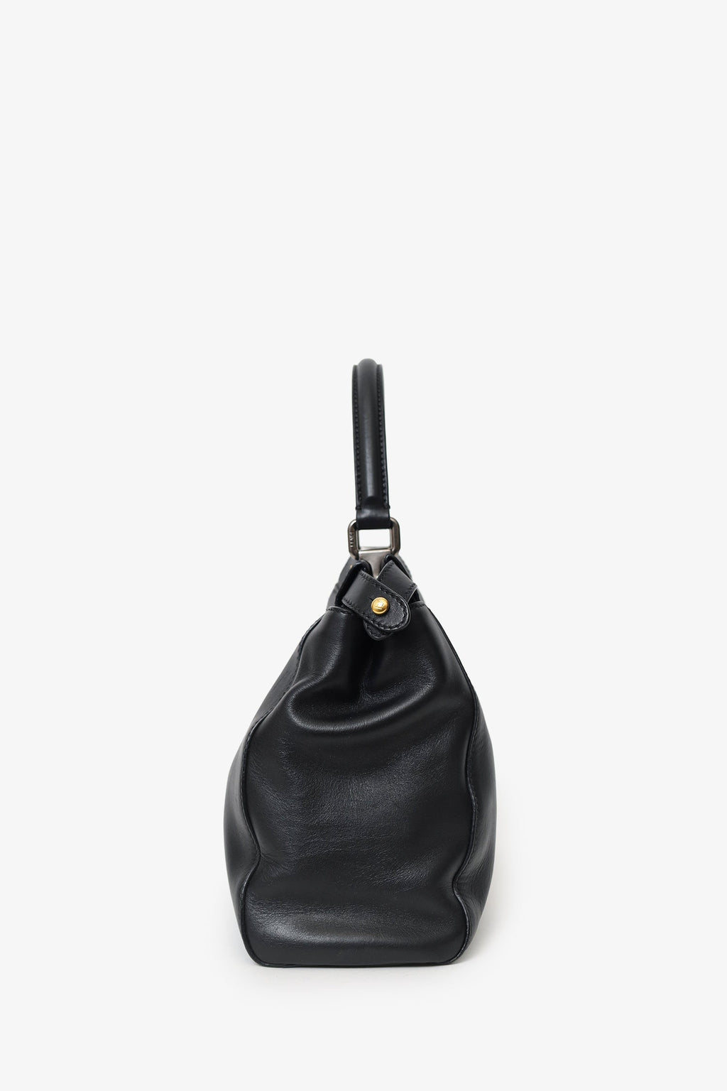 Fendi Black Leather Peekaboo Bag With Strap
