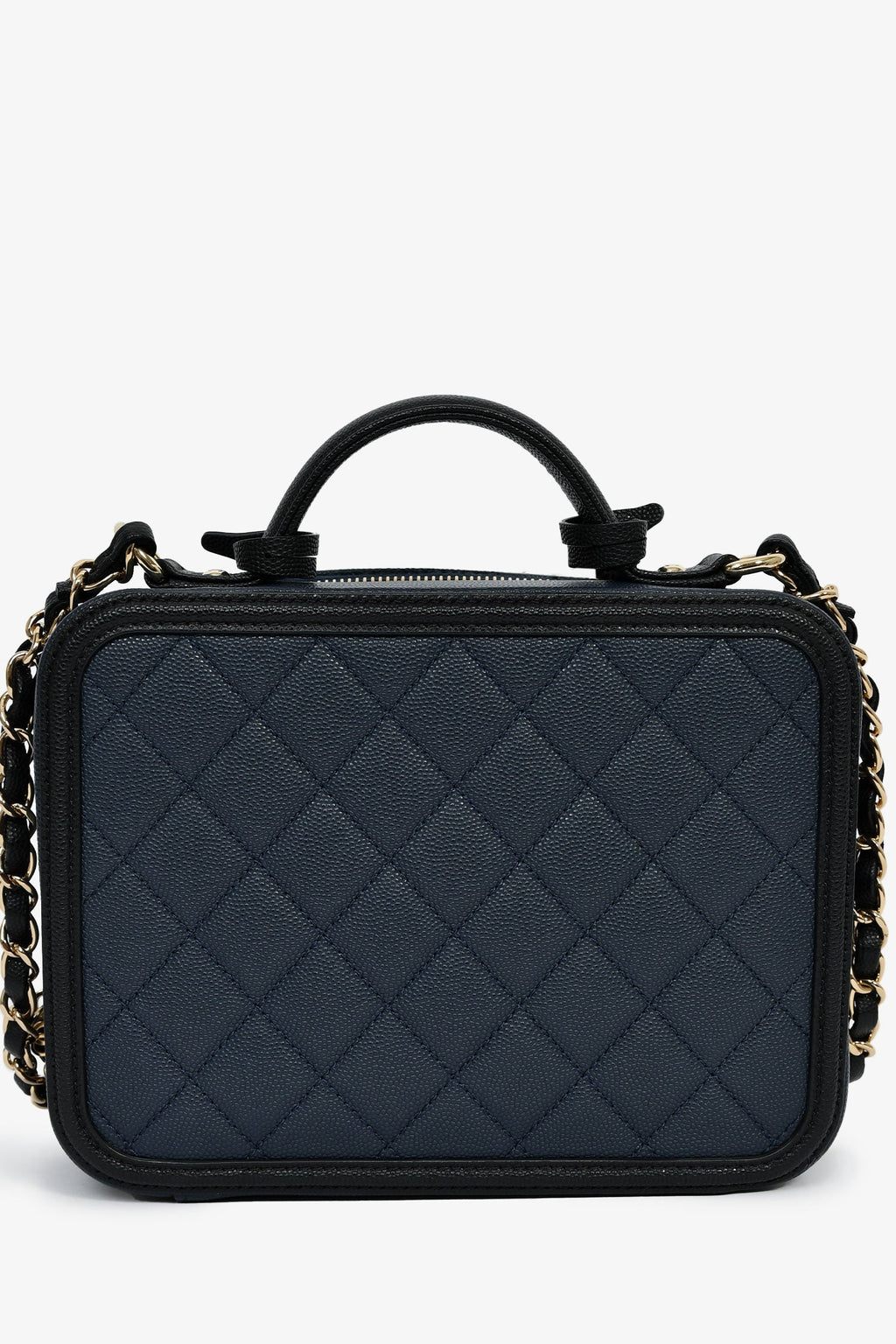 Pre-Loved Chanel™ 2019 Black/Navy Medium Filigree Vanity Case Bag