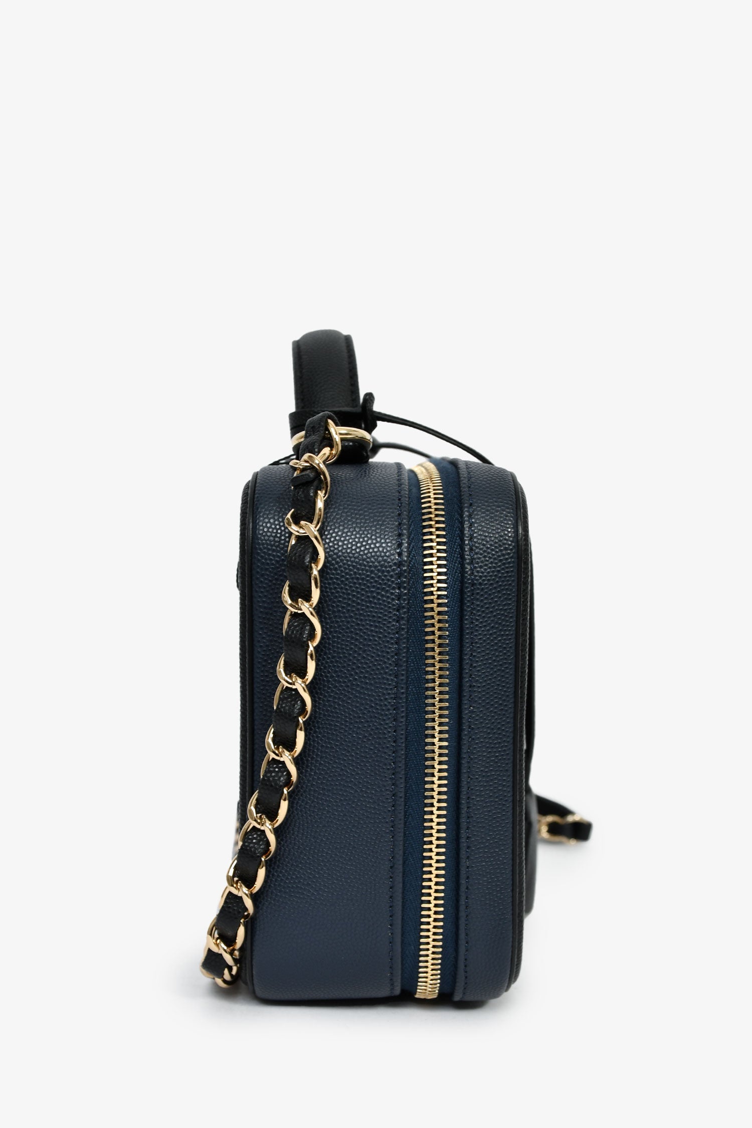 Pre-Loved Chanel™ 2019 Black/Navy Medium Filigree Vanity Case Bag