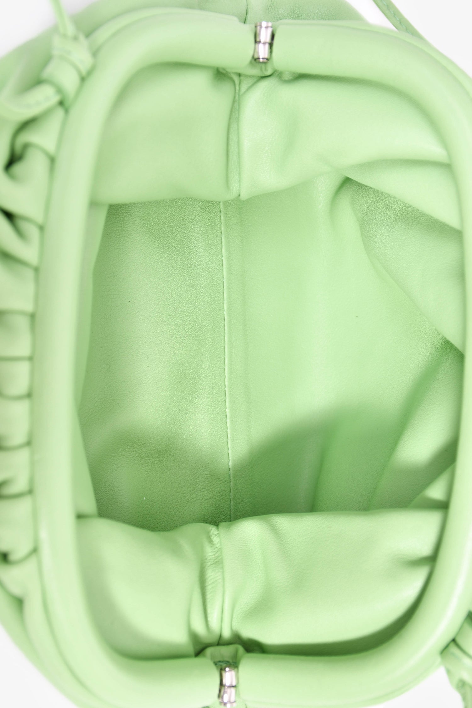 Bottega Veneta Green Leather Mini Pouch