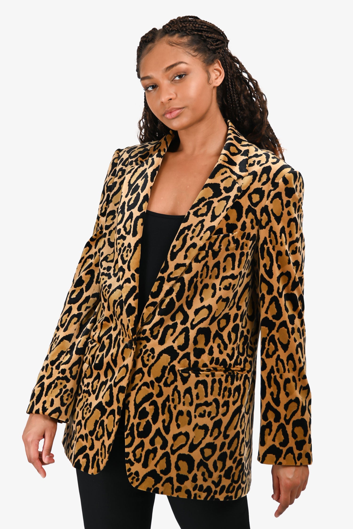 Dries Van Noten Brown/Black Leopard Pattern Velvet Blazer Size 42 w/ Tags