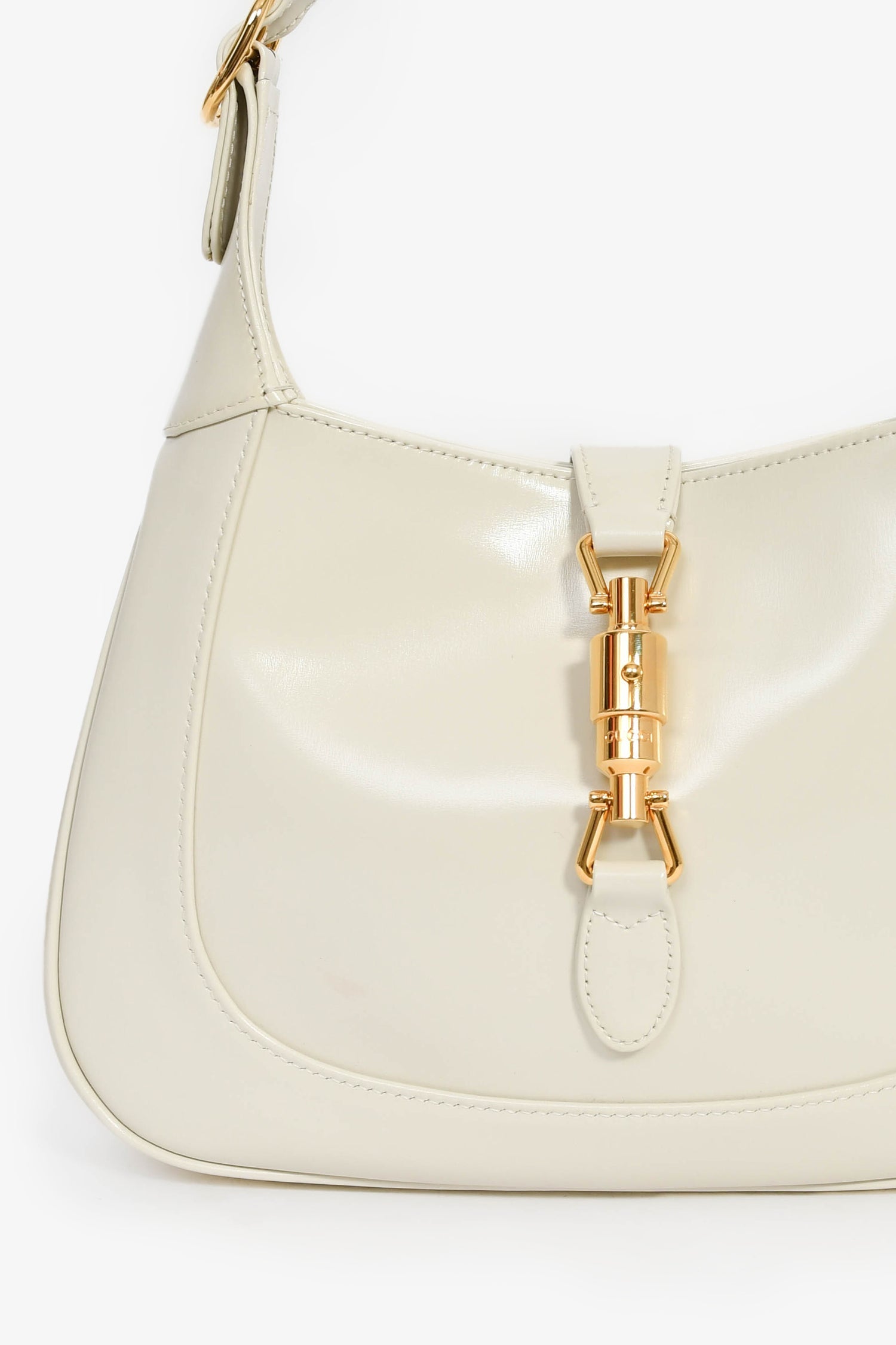 Gucci Cream Smooth Leather Jackie 1961 Small Shoulder Bag With Strap