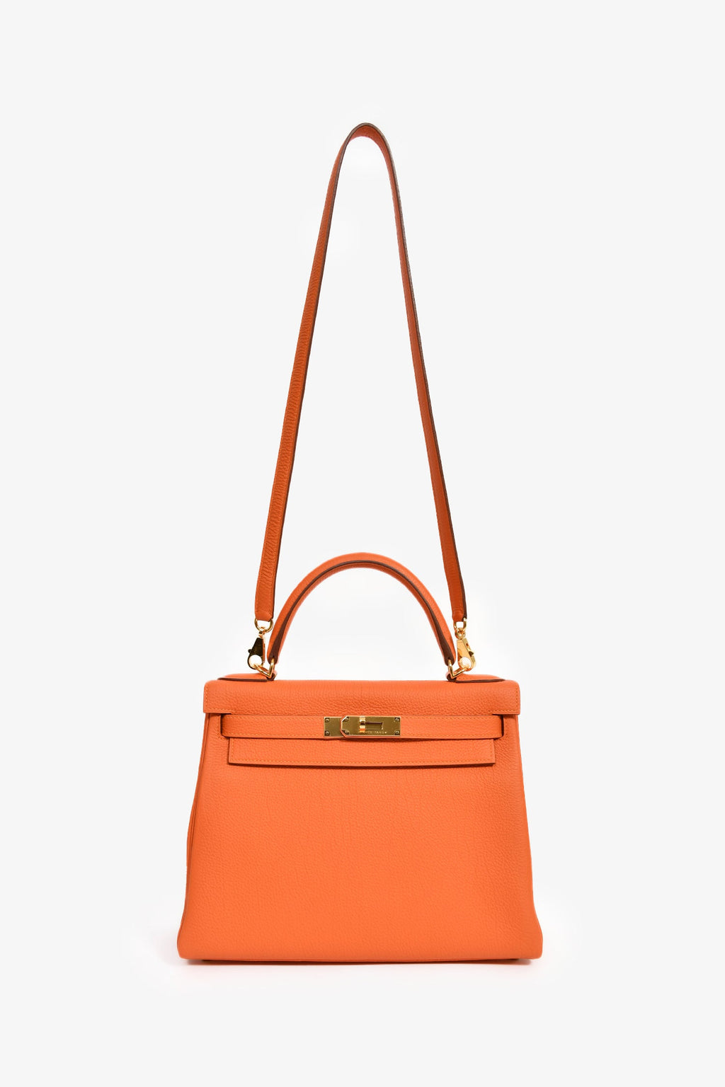Hermès 2015 Orange Togo Leather Kelly 28 With Strap
