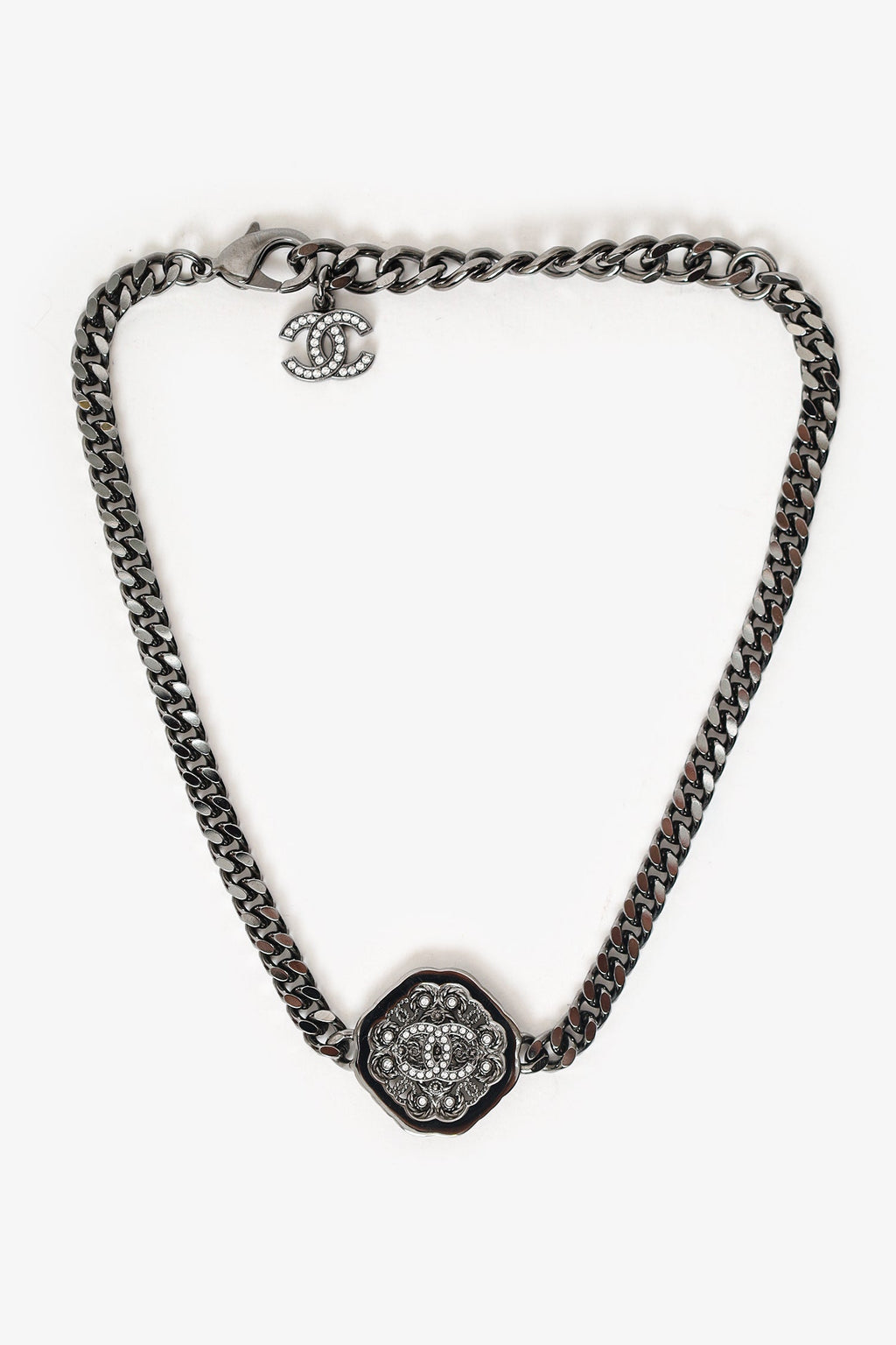 Pre-Loved Chanel™ B22 Hexagon Crystal Embellished CC Choker