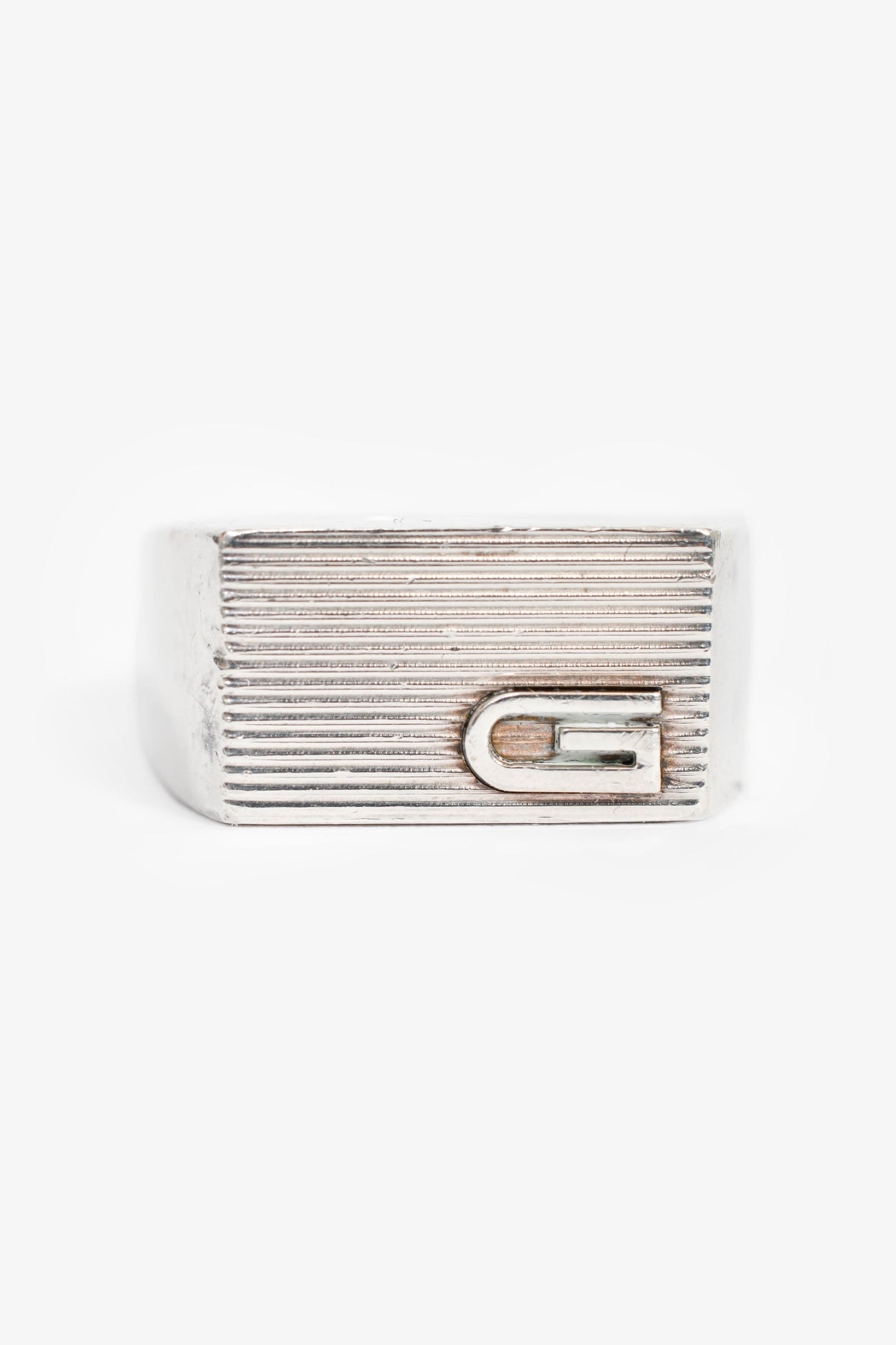Gucci Sterling Silver 'Mille Righe' Ring Size 61 Mens