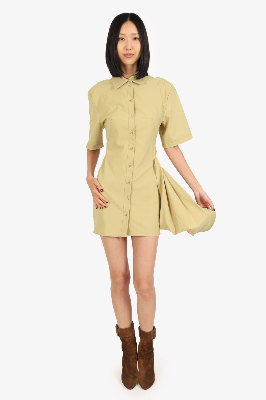 Jacquemus Khaki Green 'La Robe Camisa' Dress Size 34