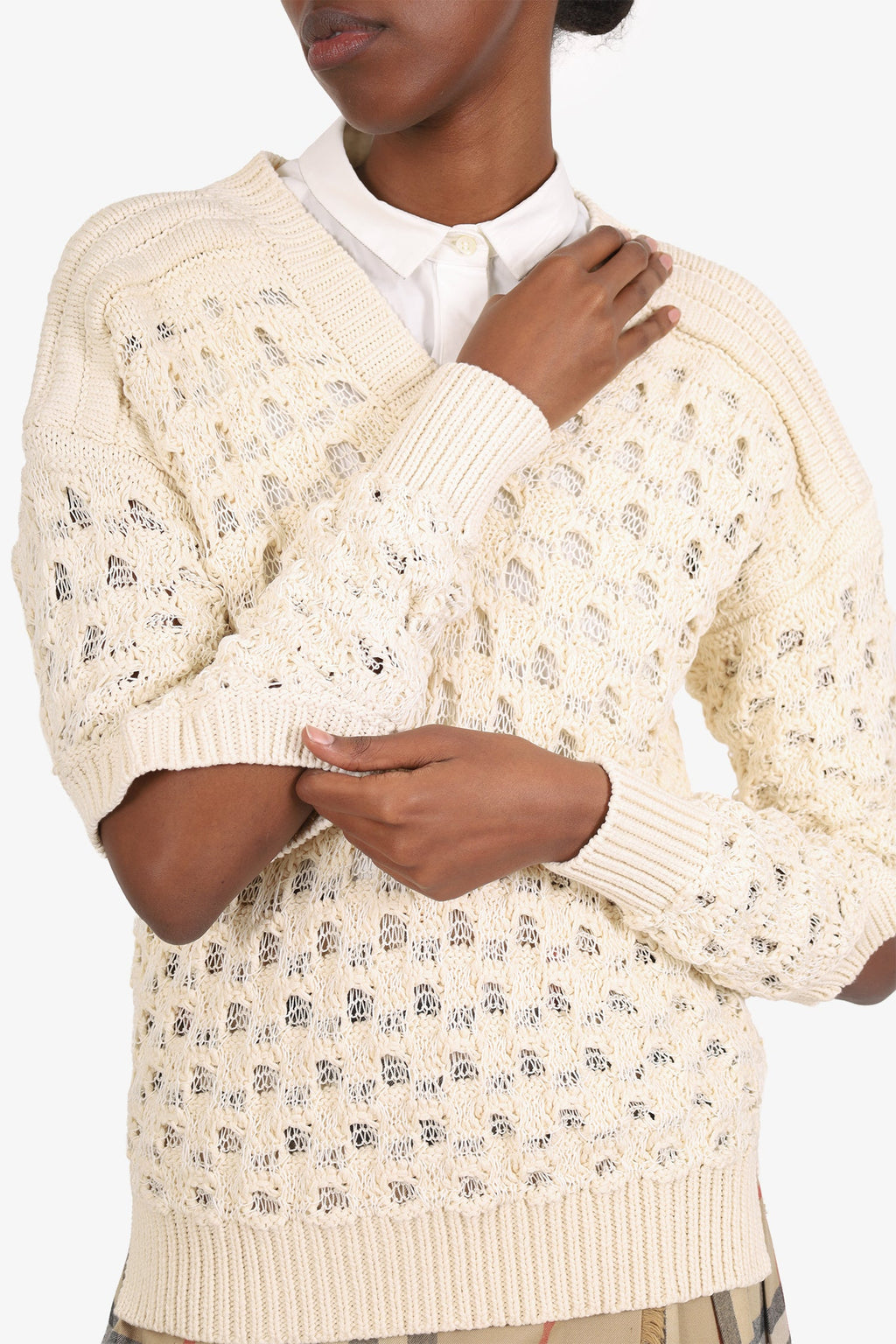 Stella McCartney Cream Knit 'Big Stitch' Sweater Size M