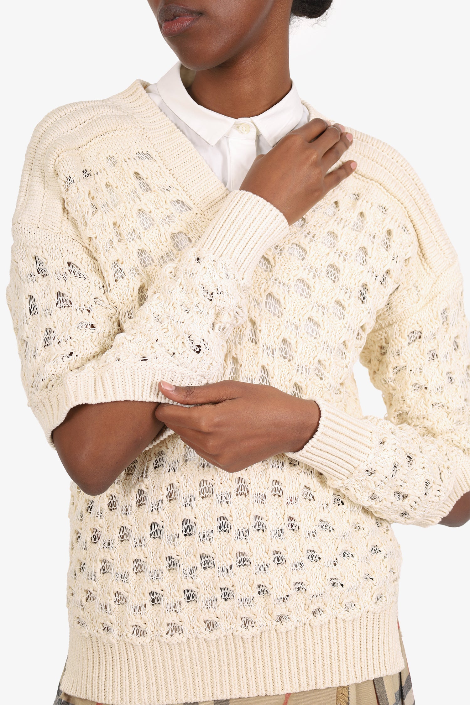 Stella McCartney Cream Knit 'Big Stitch' Sweater Size M