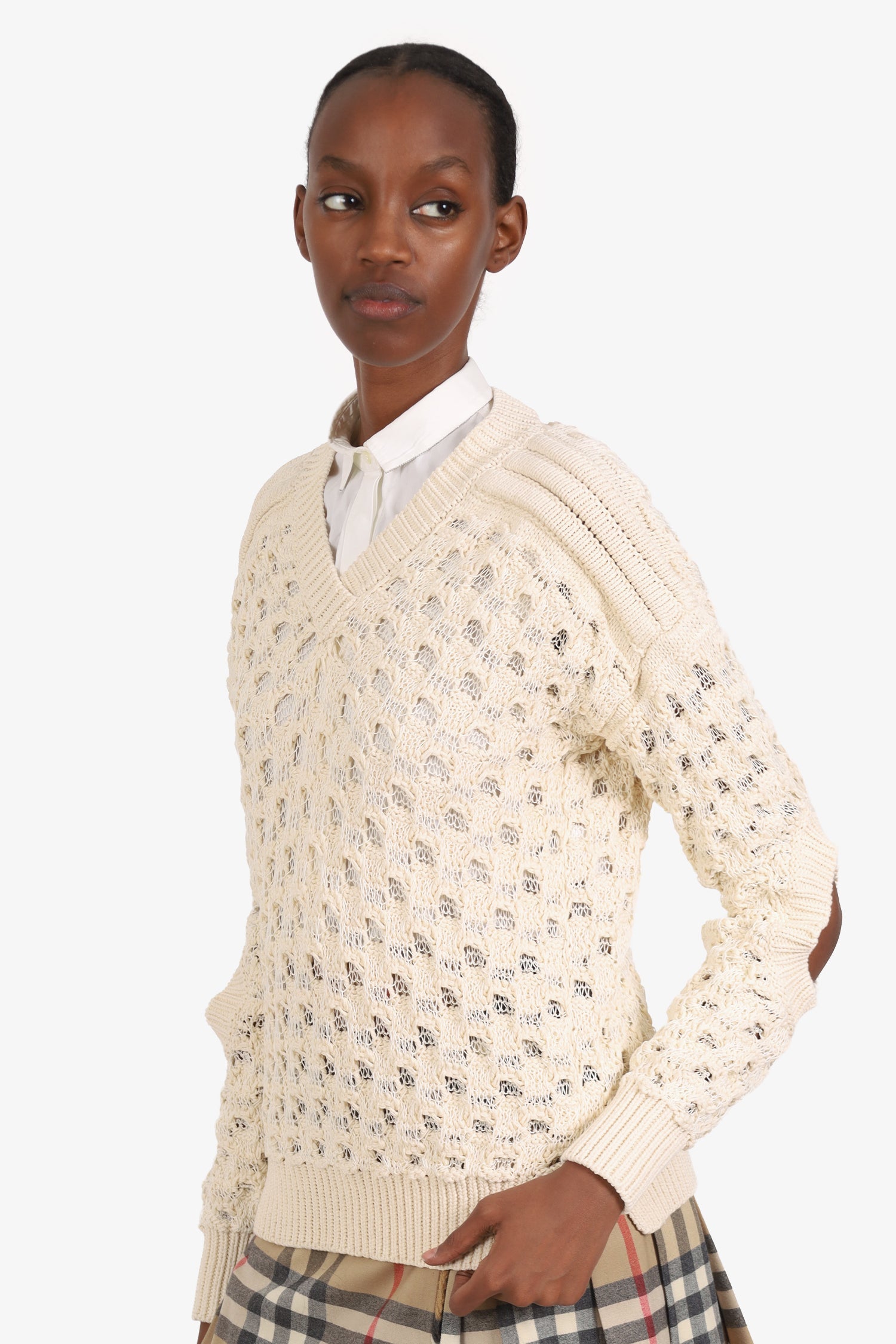 Stella McCartney Cream Knit 'Big Stitch' Sweater Size M