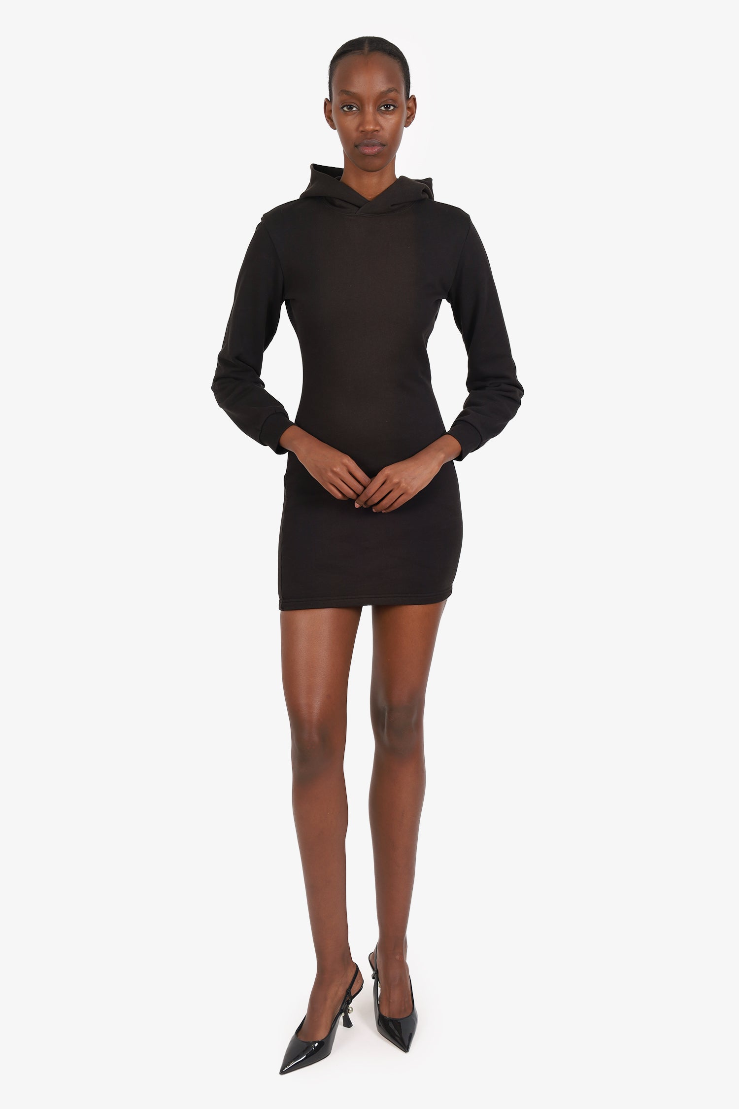 Balenciaga Black Hooded Long Sleeve Mini Dress Size XS