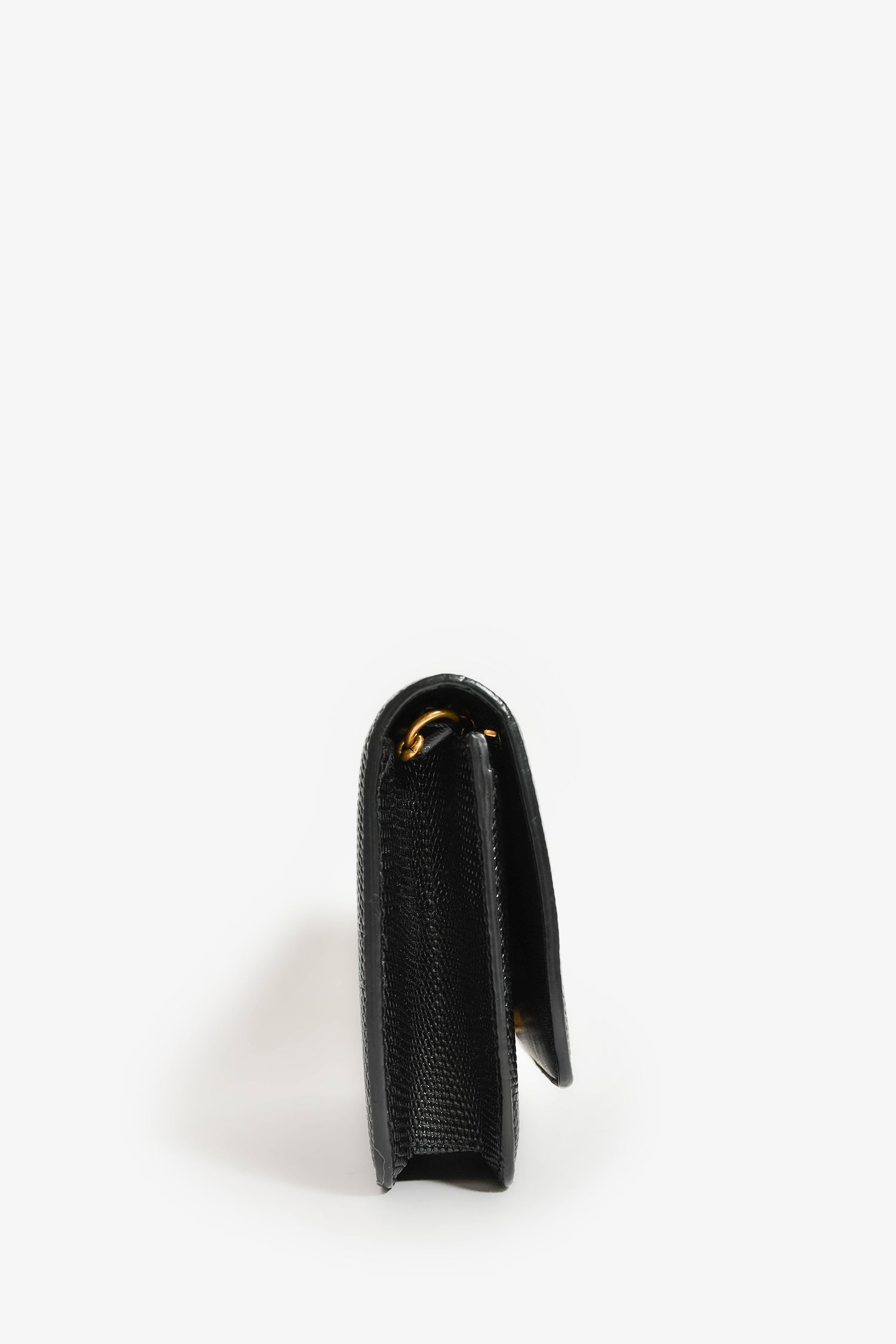 Balenciaga Black Lizard Embossed B. Logo Wallet On Chain Crossbody