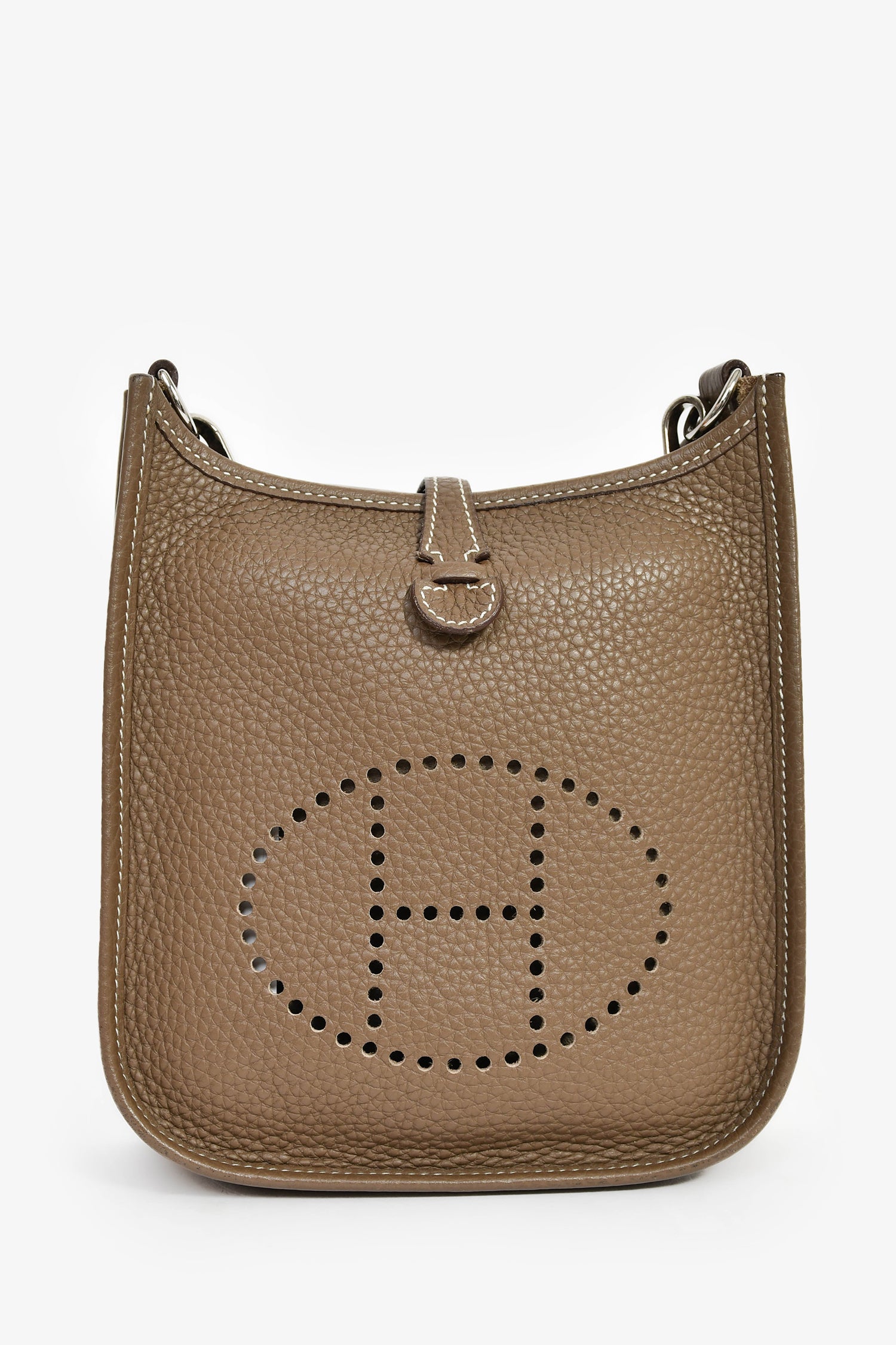 Hermès 2018 Taupe Clemence Leather Evelyne TPM