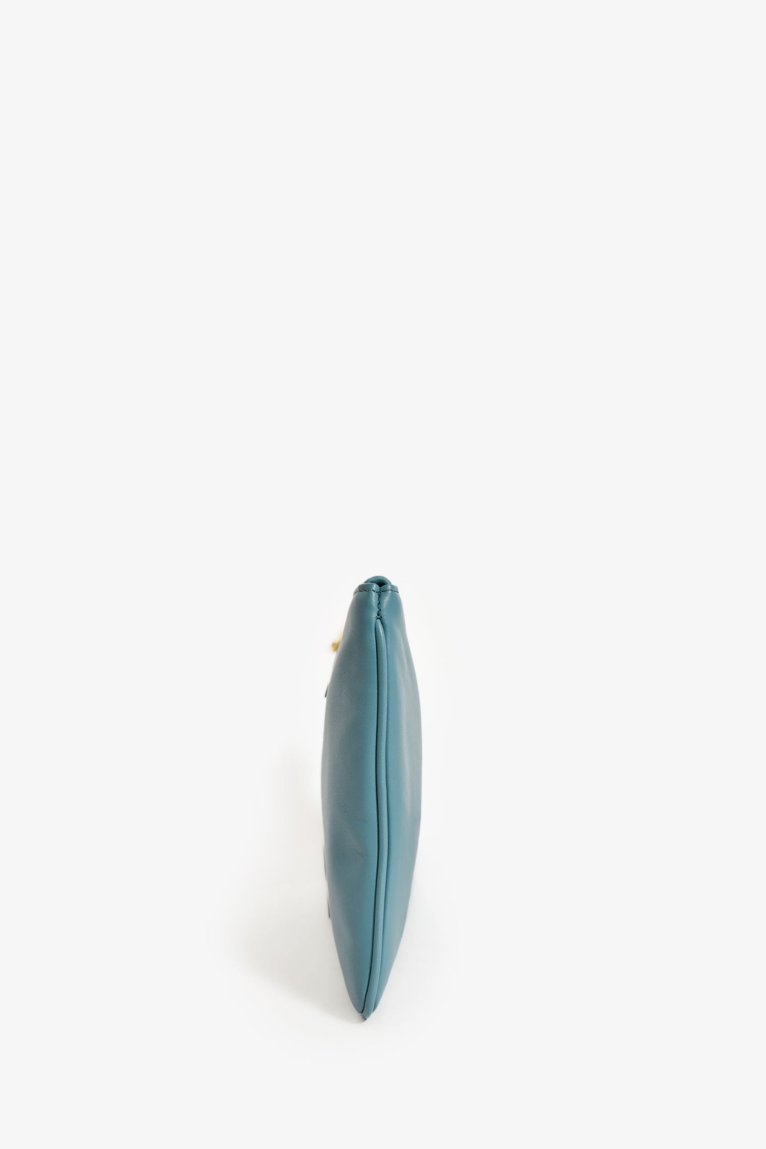 Miu Miu Blue Leather Logo Zip Pouch