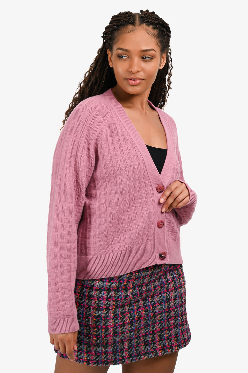 Hermès 2023 Pink Wool 'H' Buttoned igan Size 42