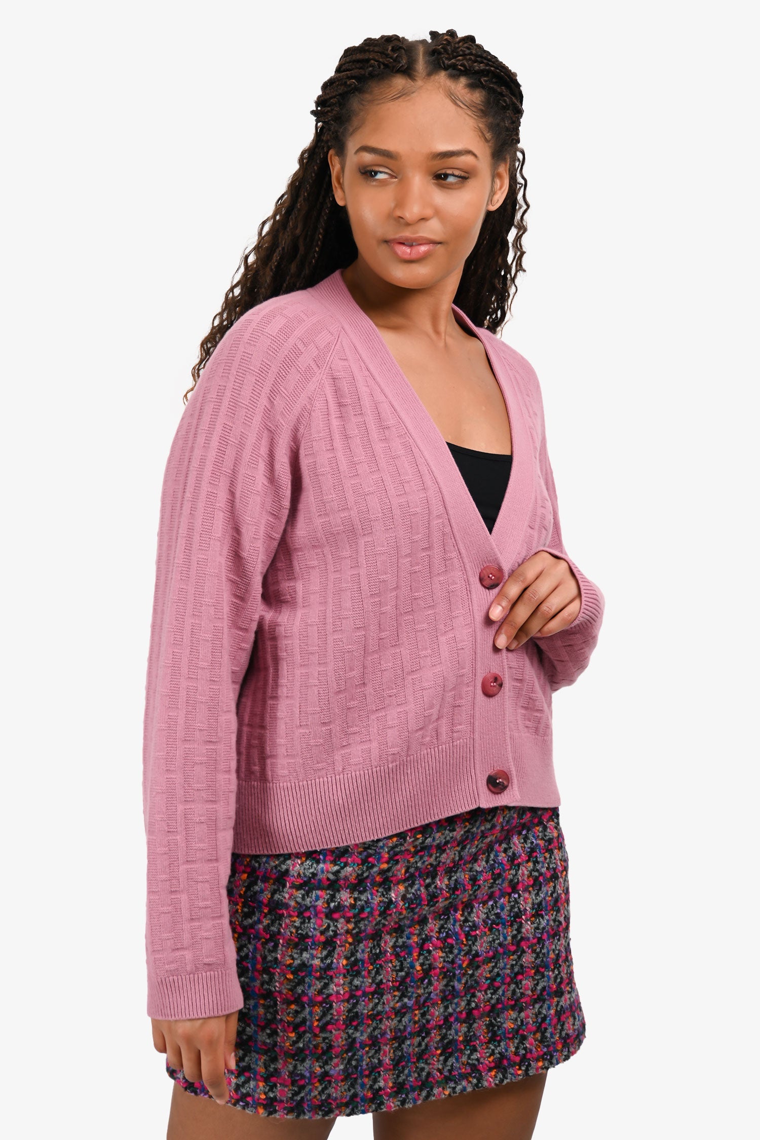 Hermès 2023 Pink Wool 'H' Buttoned igan Size 42
