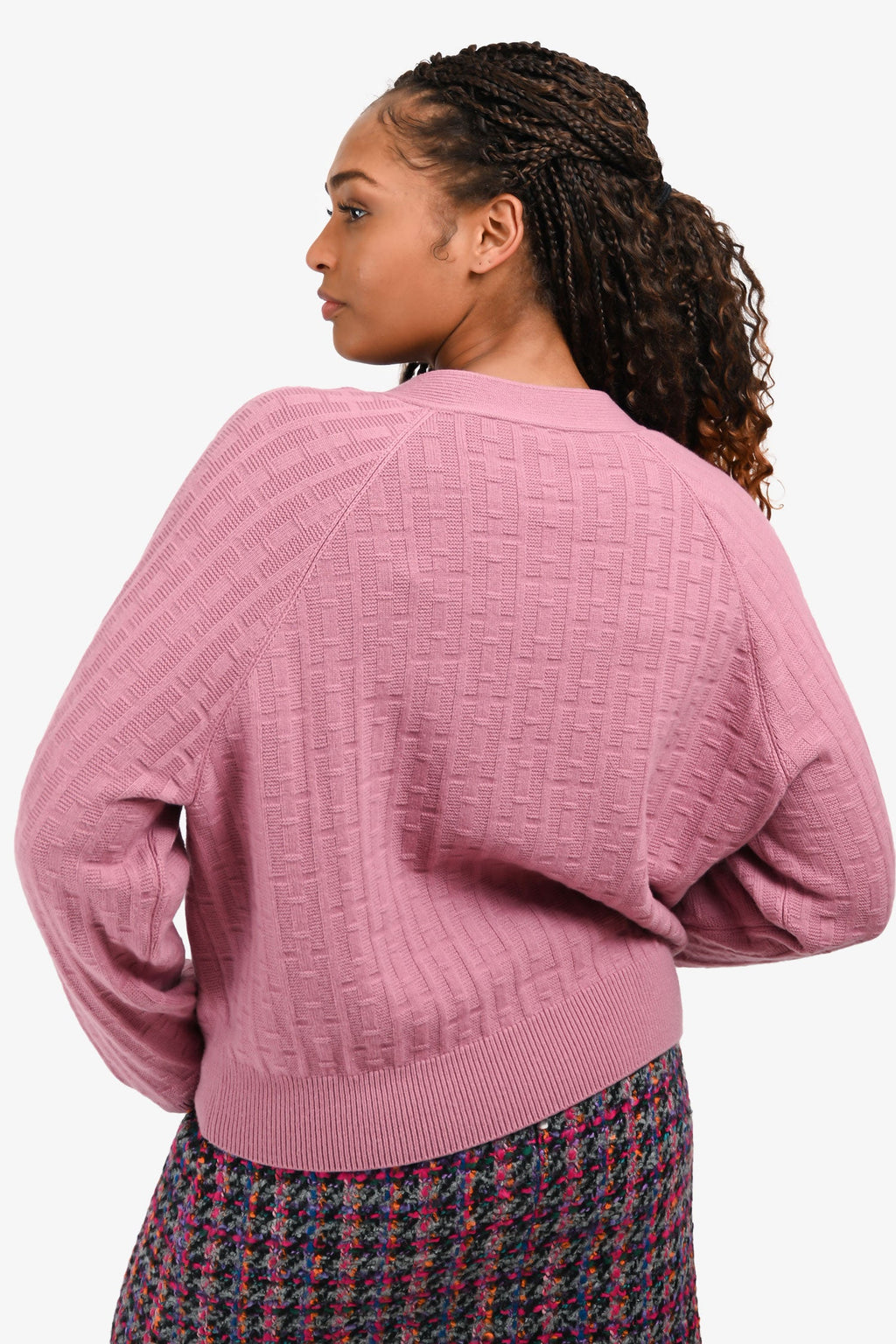 Hermès 2023 Pink Wool 'H' Buttoned igan Size 42