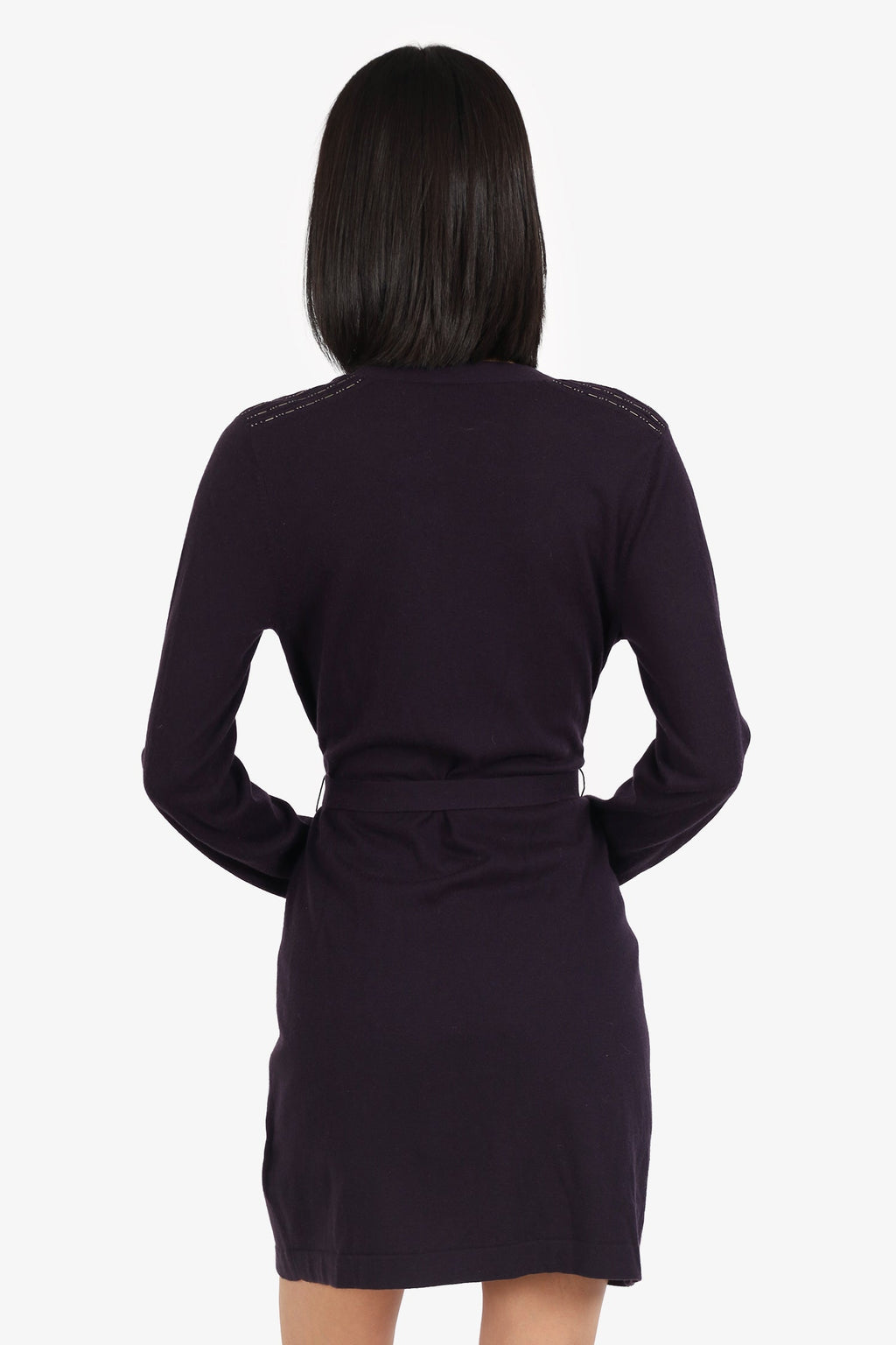 Simone Rocha Purple Wool/Silk Beaded Belted Long igan Size L