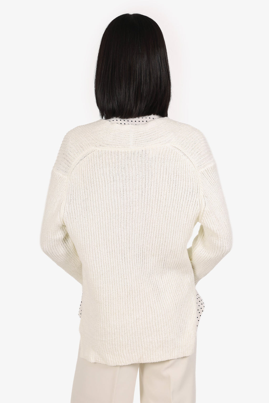 A.L.C White Knitted V-Neck Sweater Size M