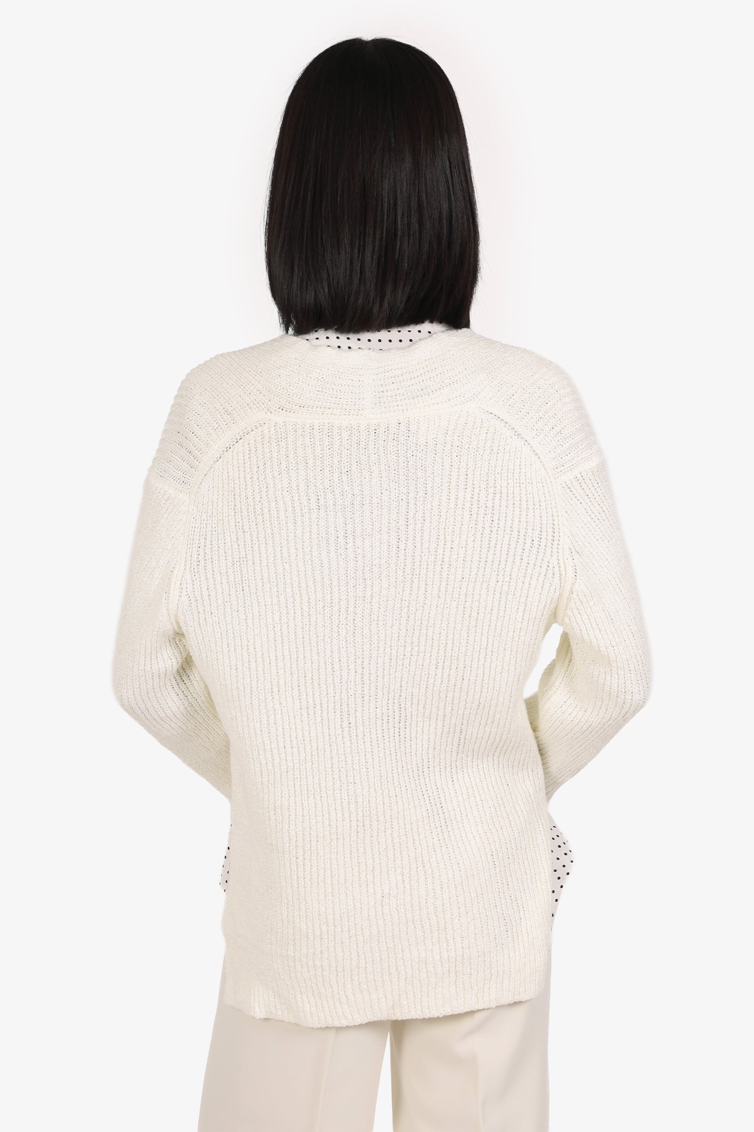 A.L.C White Knitted V-Neck Sweater Size M