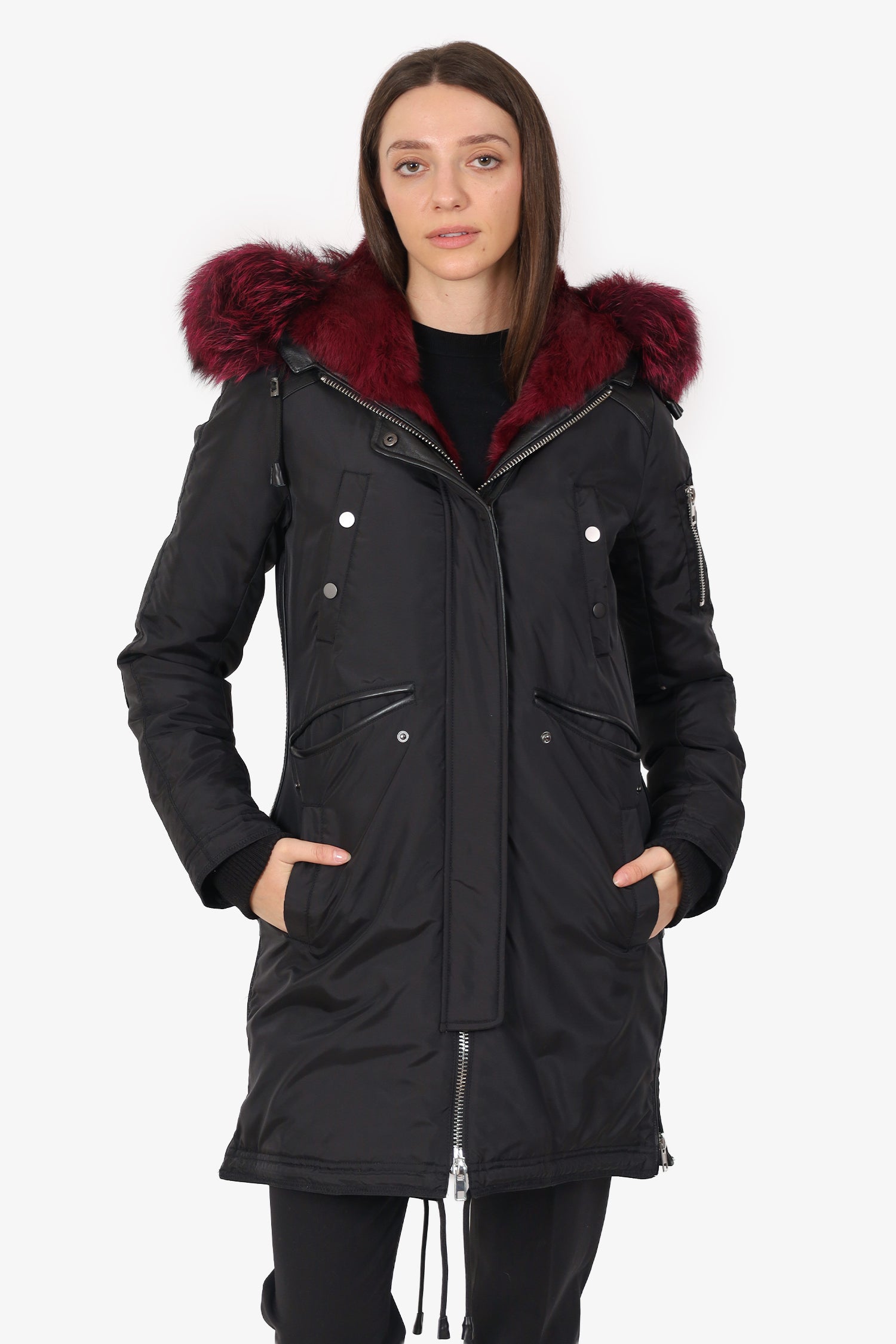 Mr & Mrs Black Nylon Fox/Rabbit Fur Pakar Size S