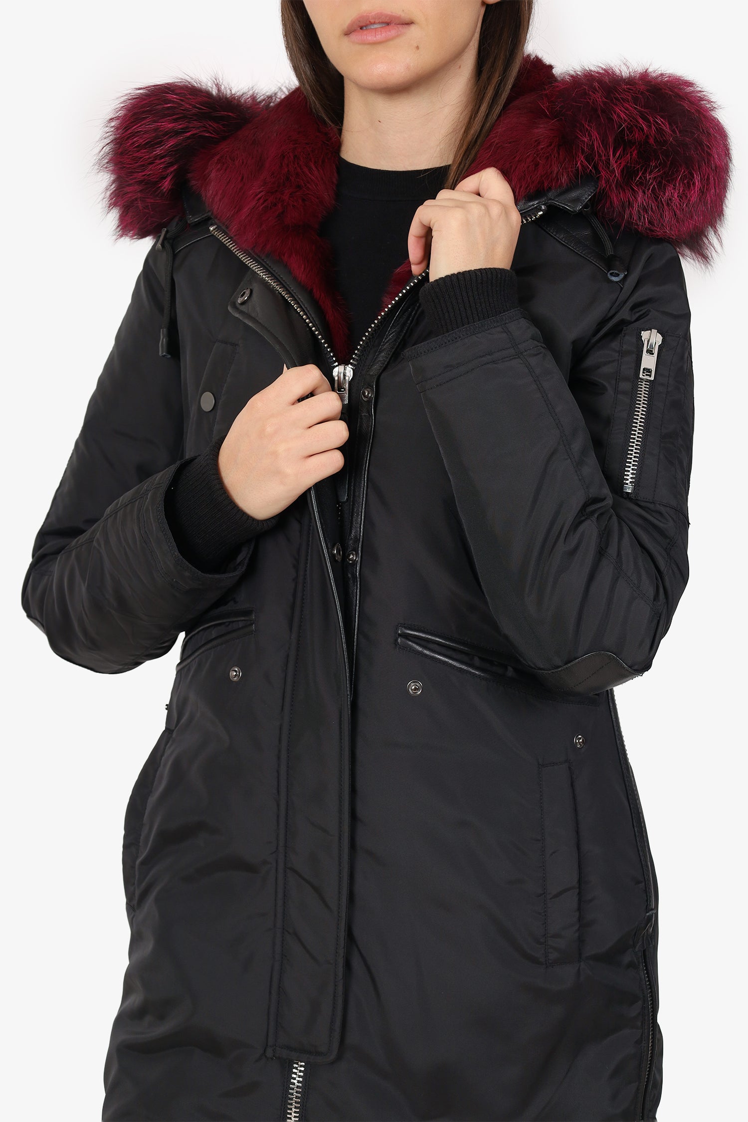 Mr & Mrs Black Nylon Fox/Rabbit Fur Pakar Size S