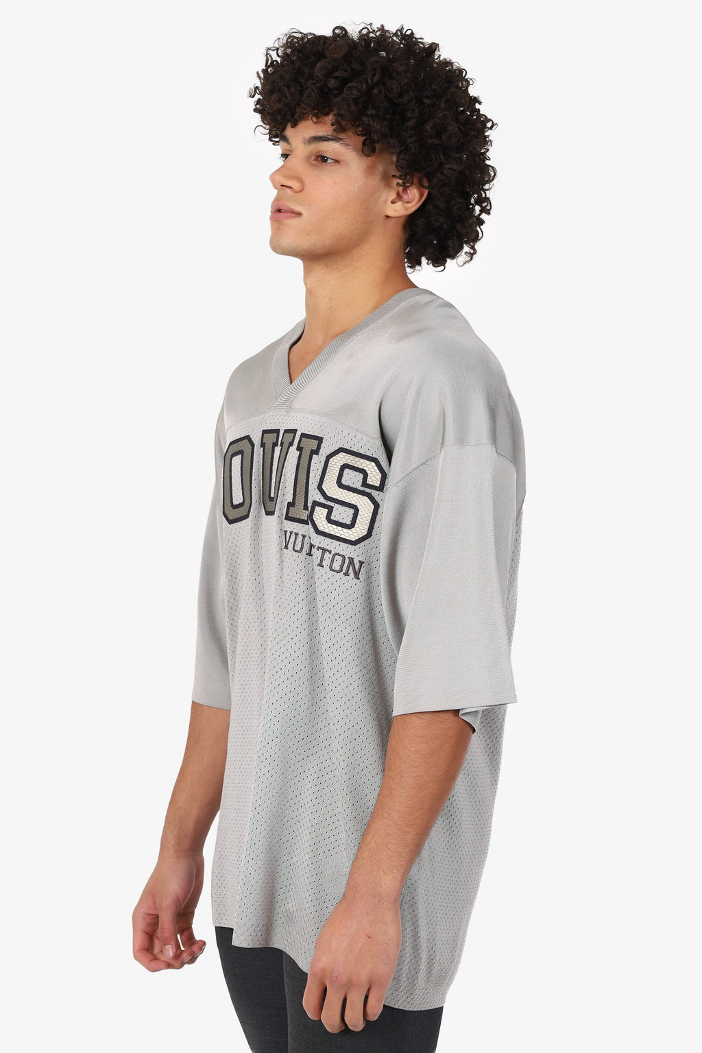 Louis Vuitton Grey Knit/Python 'Louis Vuitton' Jersey Top Size XL
