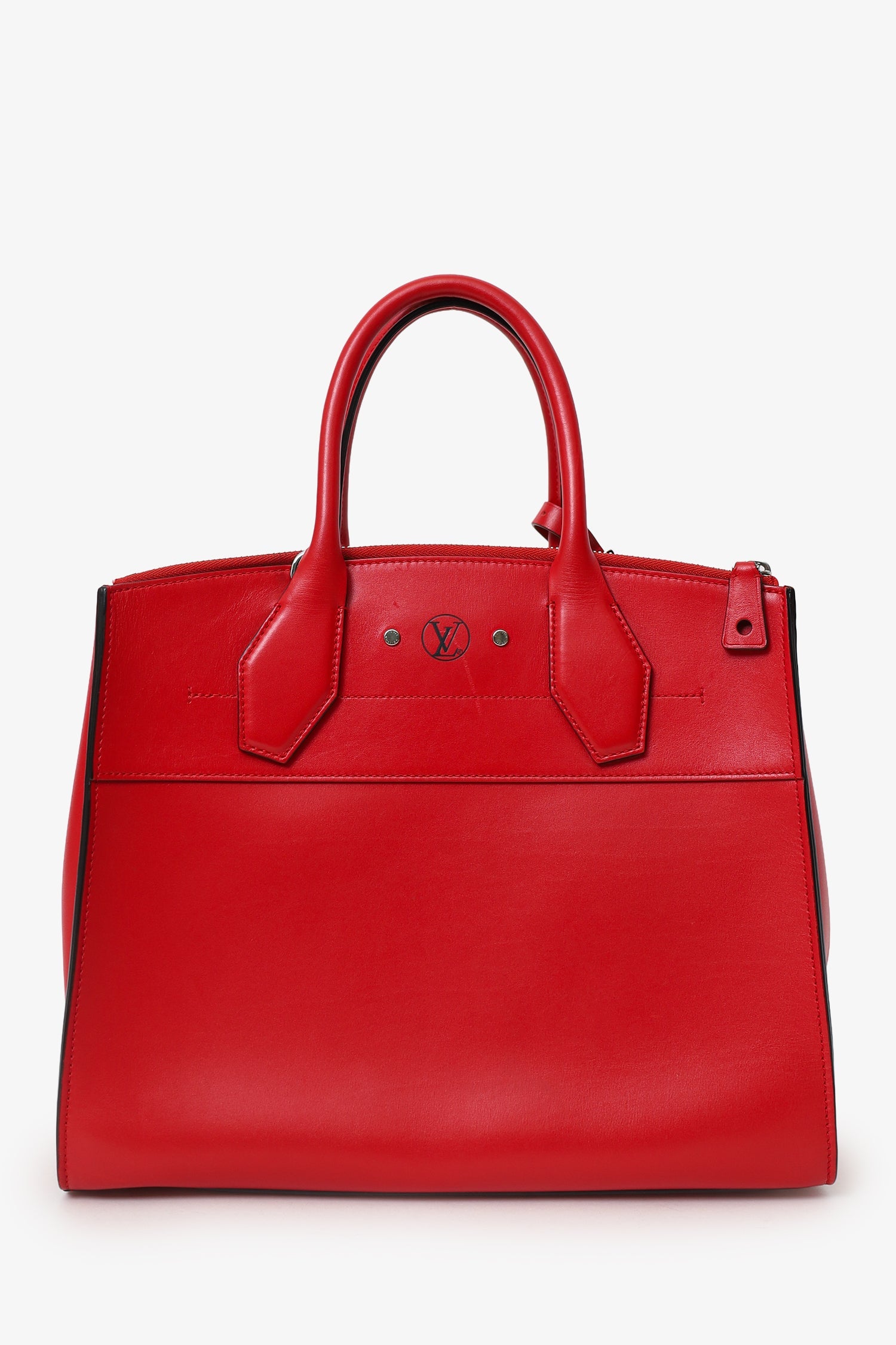 Louis Vuitton Red Leather 'City Steamer' Top Handle With Strap