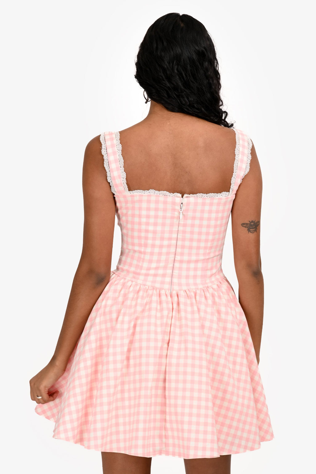 House Of CB Cotton Pink Checkered 'Brigette' Corset Dress Size S